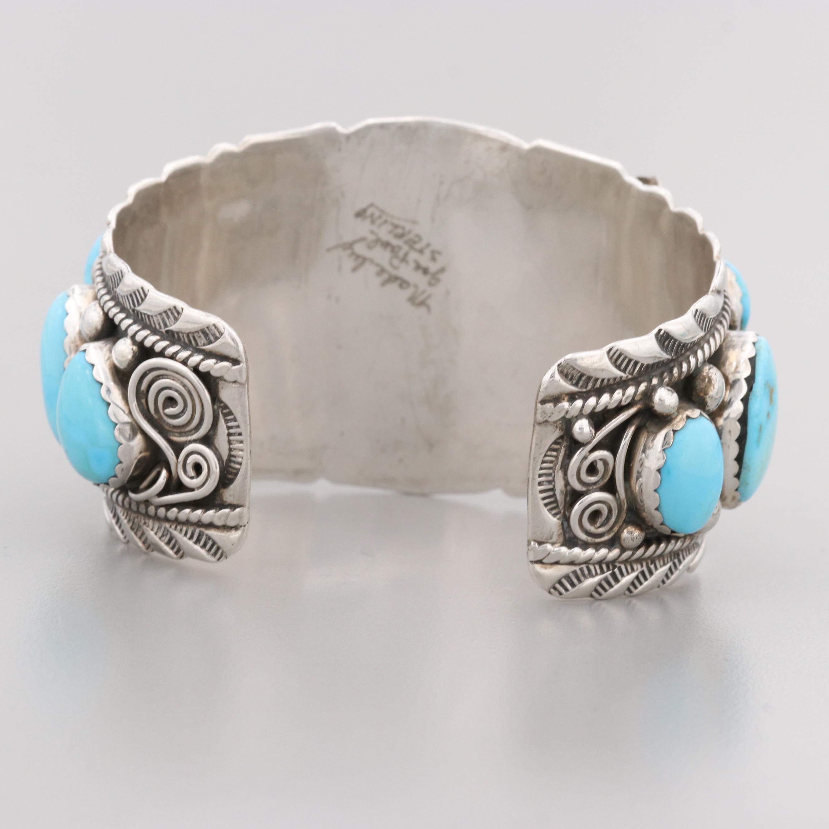Joe Paul Navajo Sterling Silver Turquoise Watch Cuff Bracelet EBTH