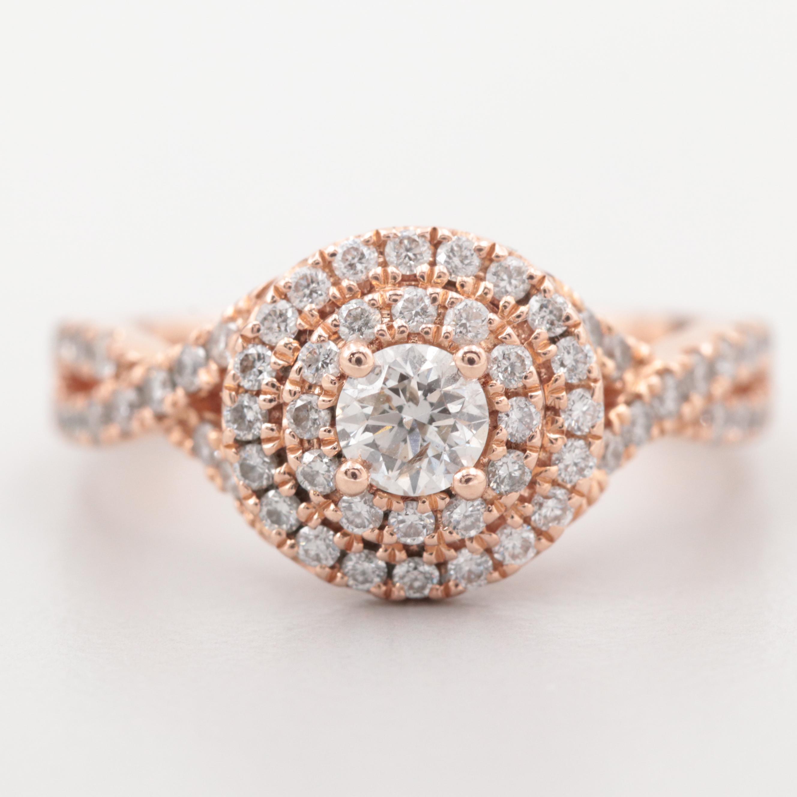 Neil Lane 14k Rose Gold 1 35 Ctw Diamond Ring Ebth