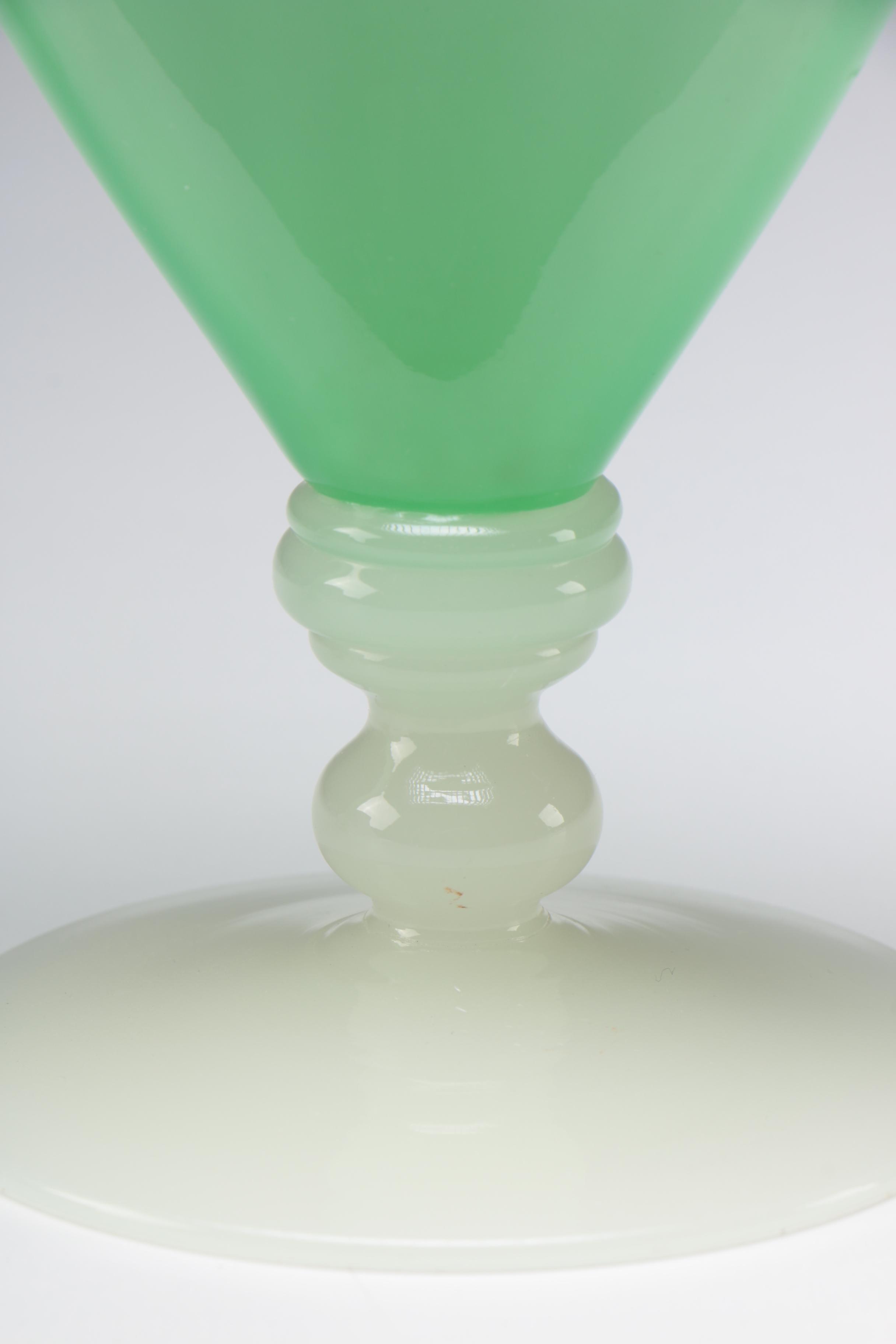 Steuben Art Glass Green Jade and Alabaster Vases, Early 20th Century EBTH