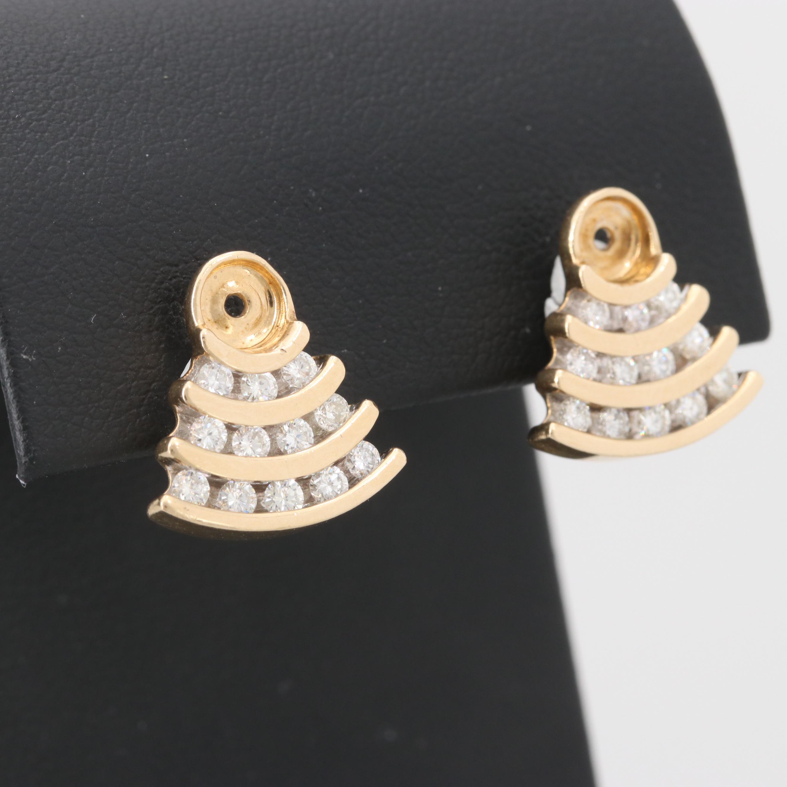14K Yellow Gold Diamond Earring Jackets EBTH