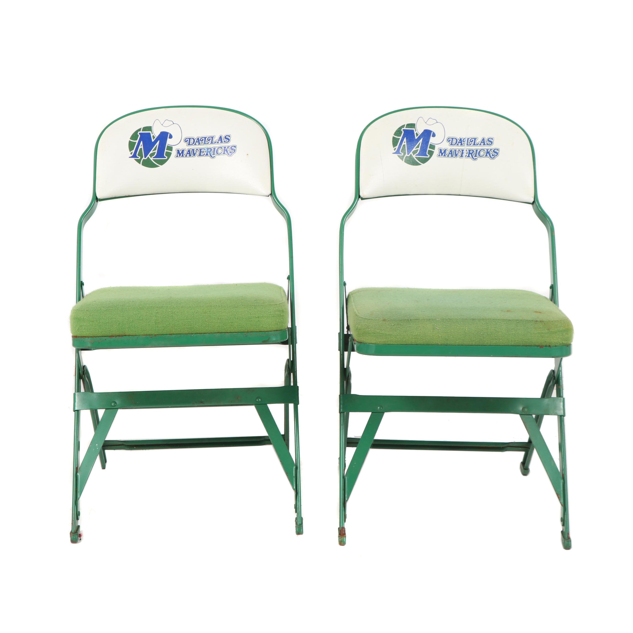 Dallas Mavericks Upholstered Metal Folding Chair Pair Late 20th Century