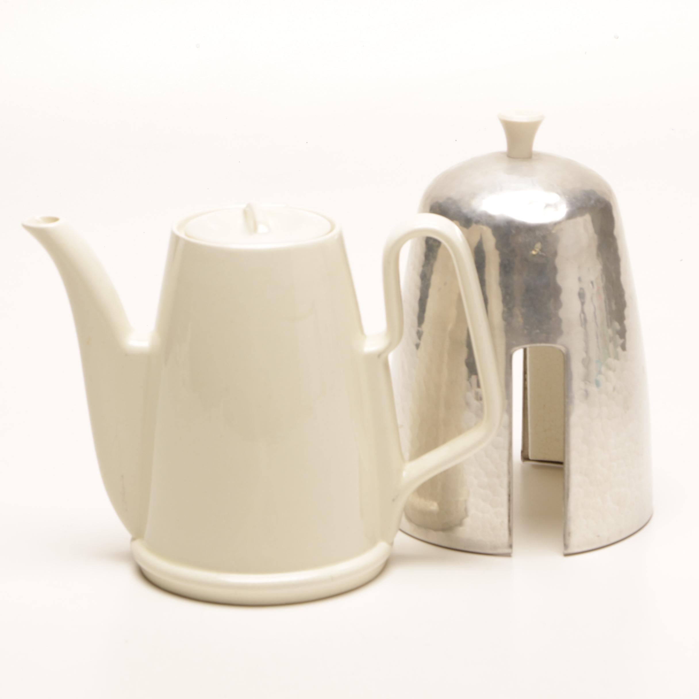 Waku Ceramic Coffee Pot with Hammered Aluminum Cozy EBTH