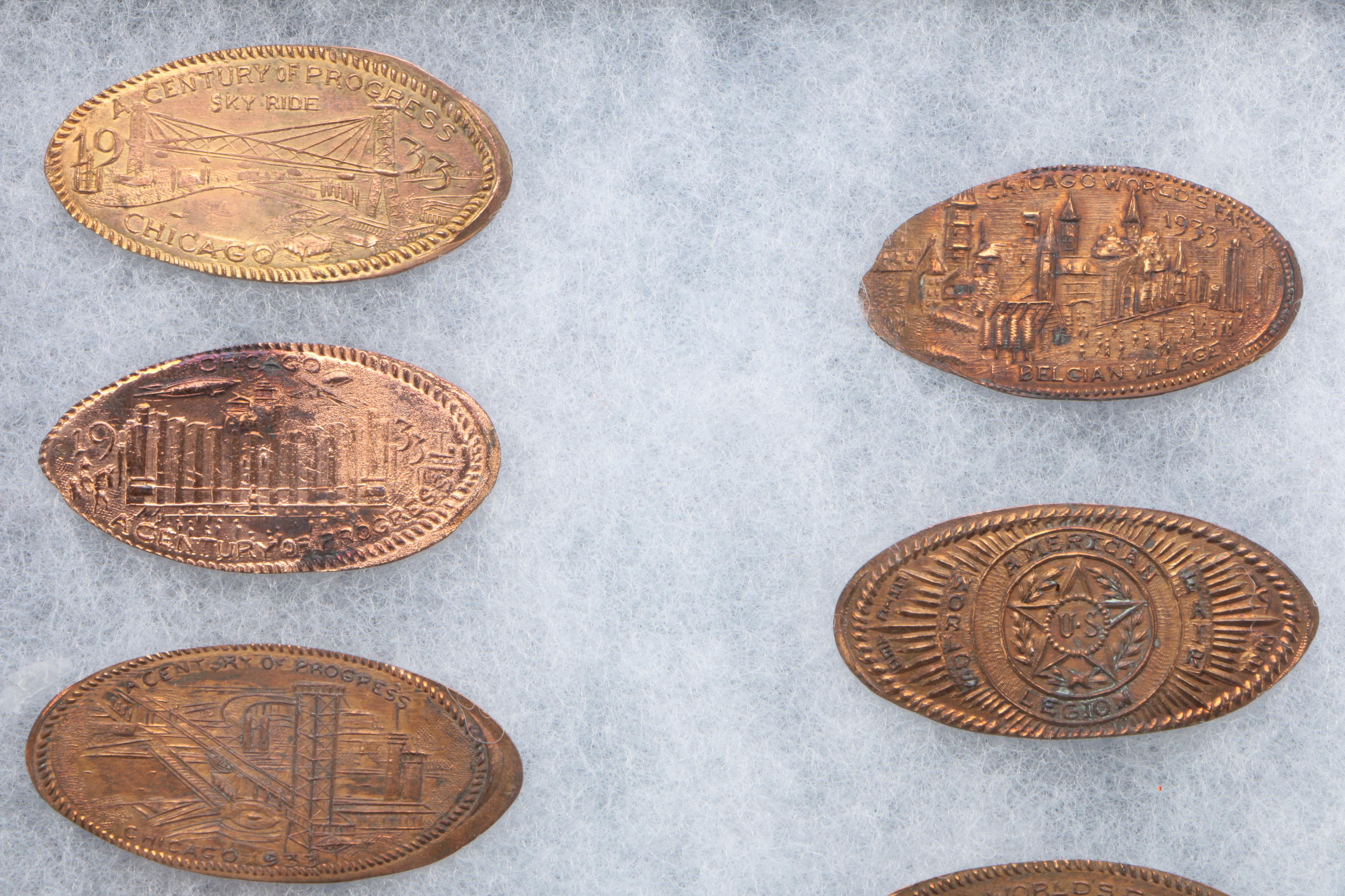 Chicago World's Fair Souvenir Pressed Pennies in Display Box, 1933 EBTH
