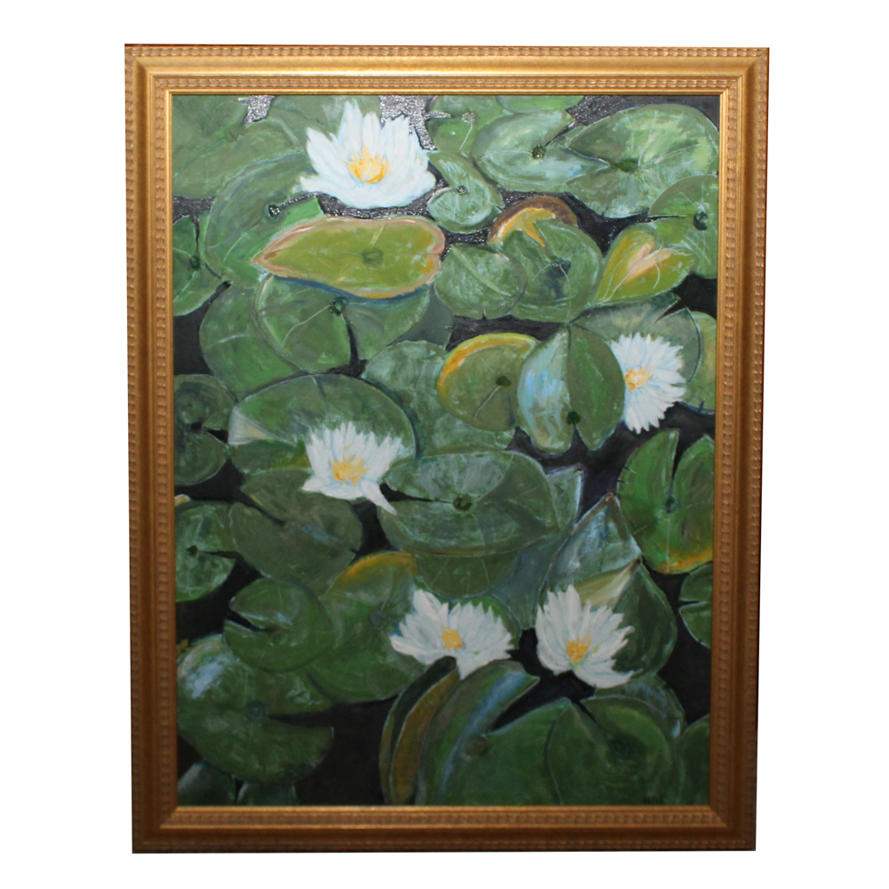 Hal Acrylic Painting Of Lily Pads Ebth