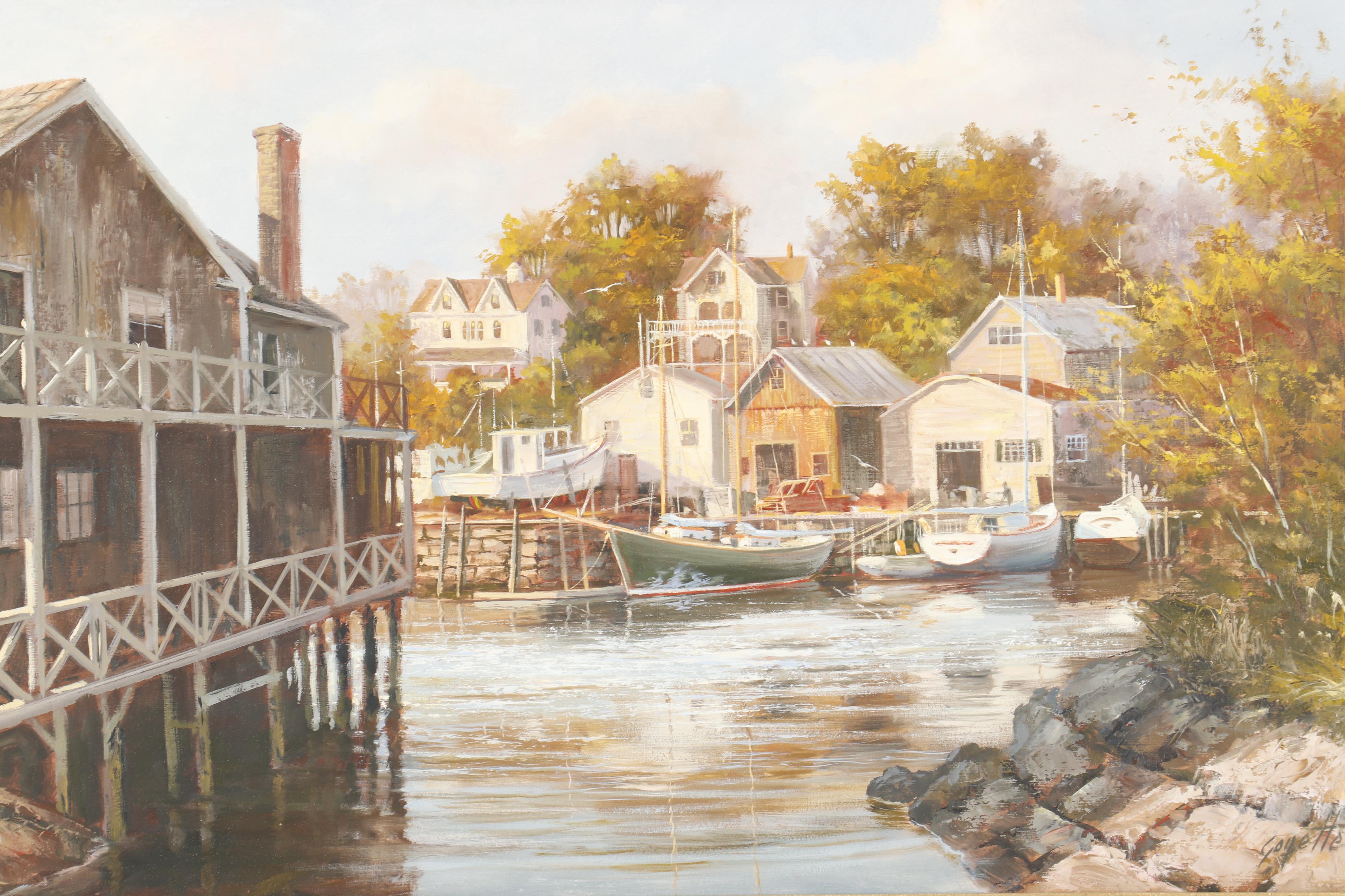 Ron Goyette Oil Painting "The Boat Yard" EBTH