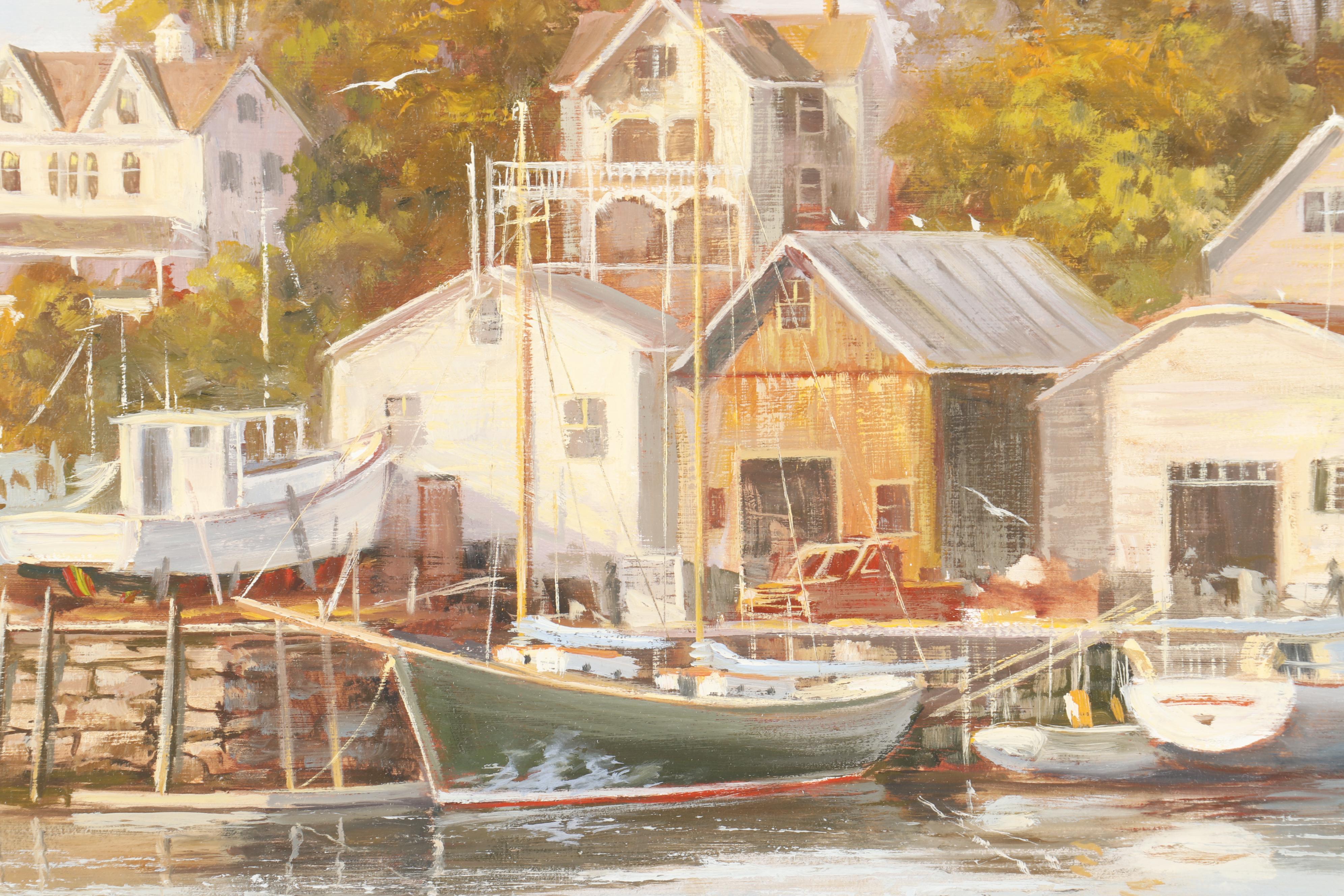 Ron Goyette Oil Painting "The Boat Yard" EBTH