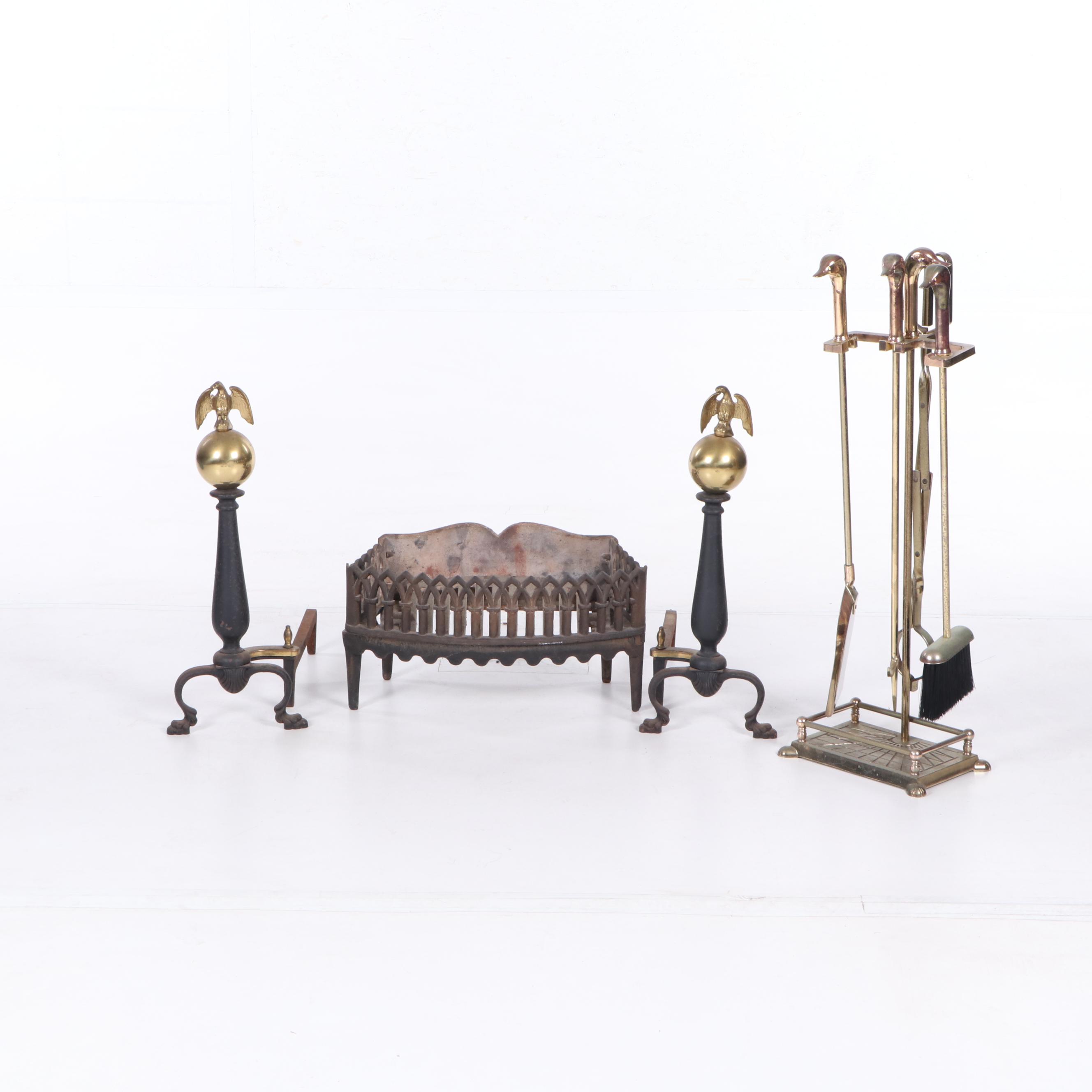 Federal Style Solid Brass Fireplace Andirons Ebth