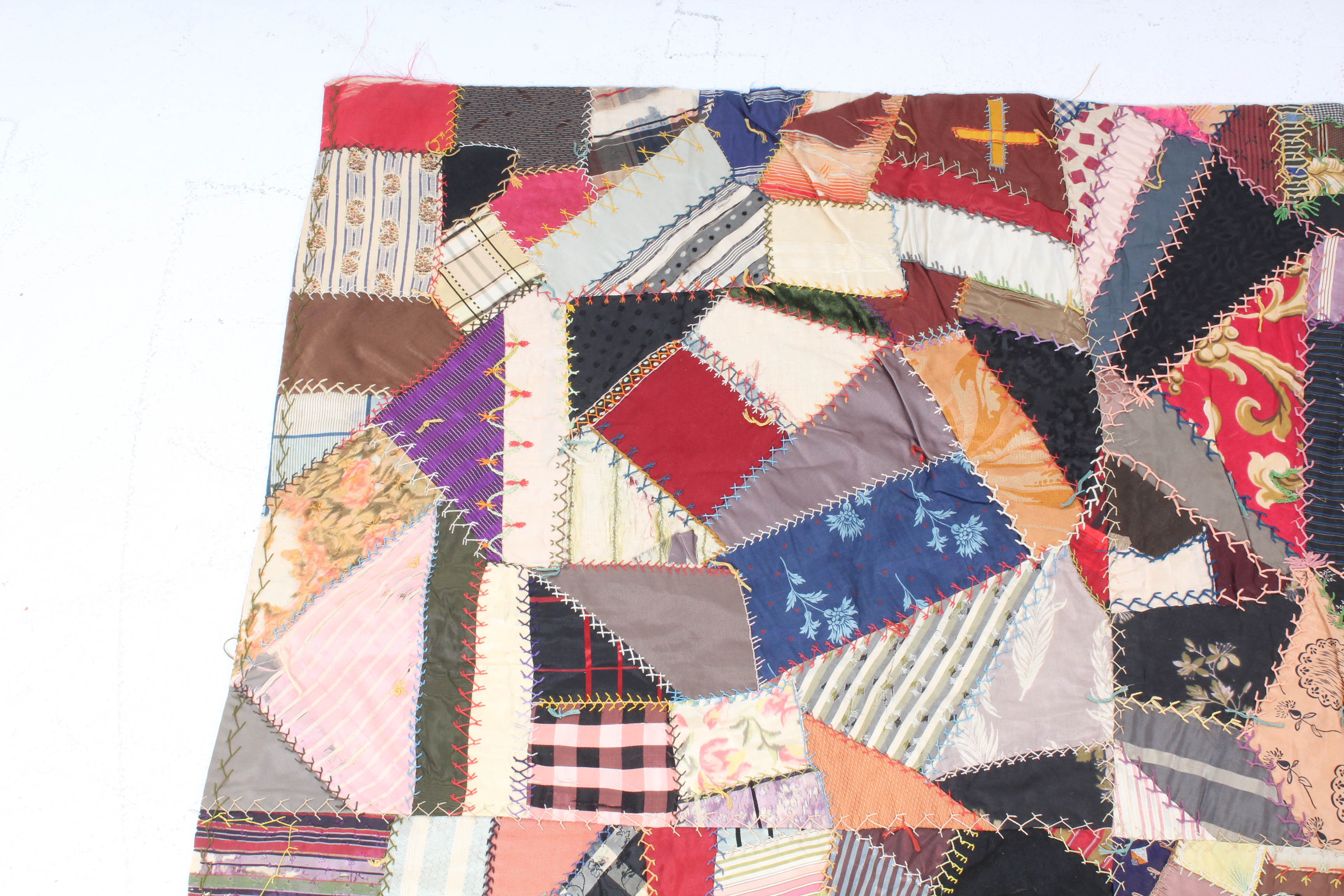 Handcrafted Crazy Quilt Including Japanese Silk EBTH