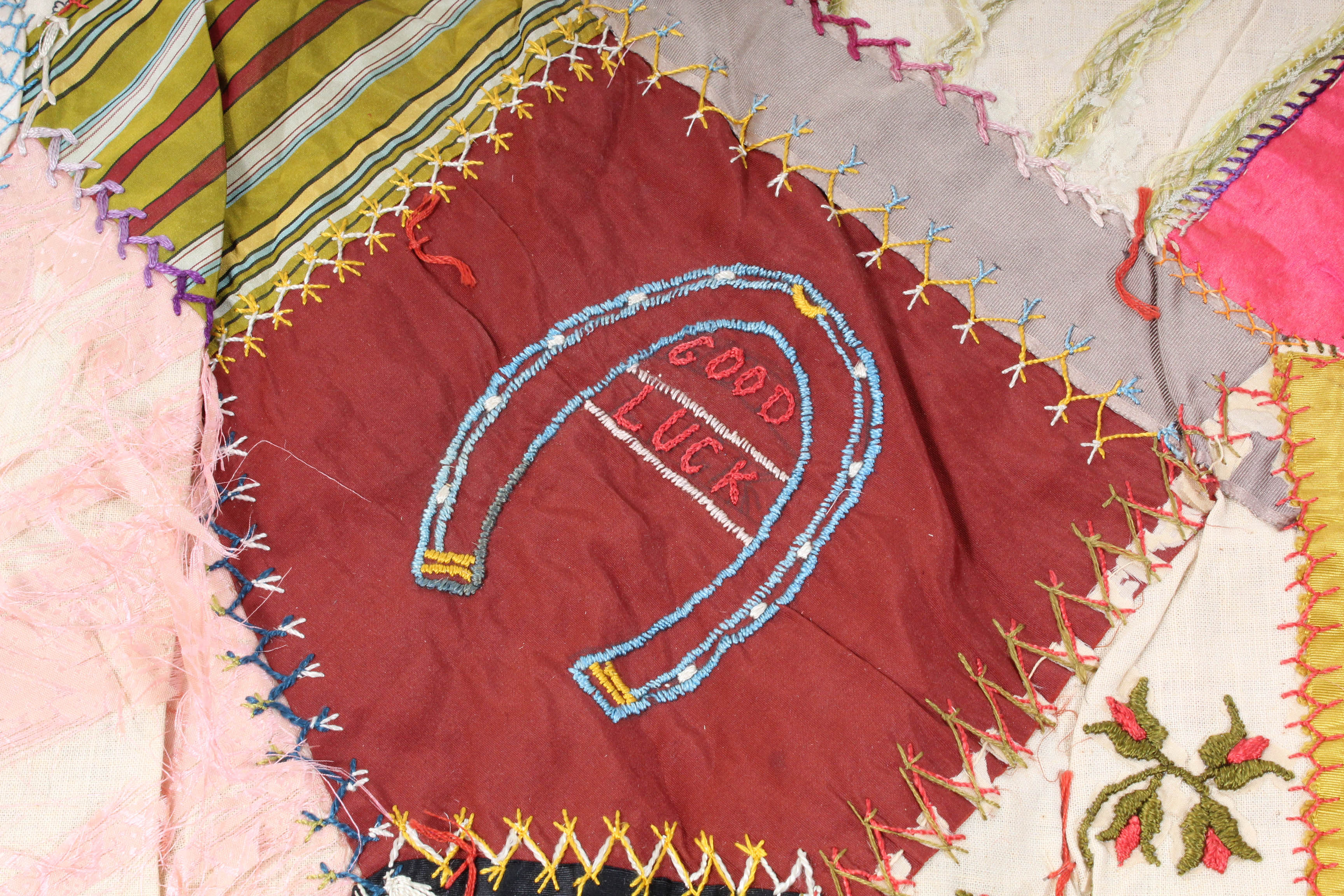 Handcrafted Crazy Quilt Including Japanese Silk EBTH