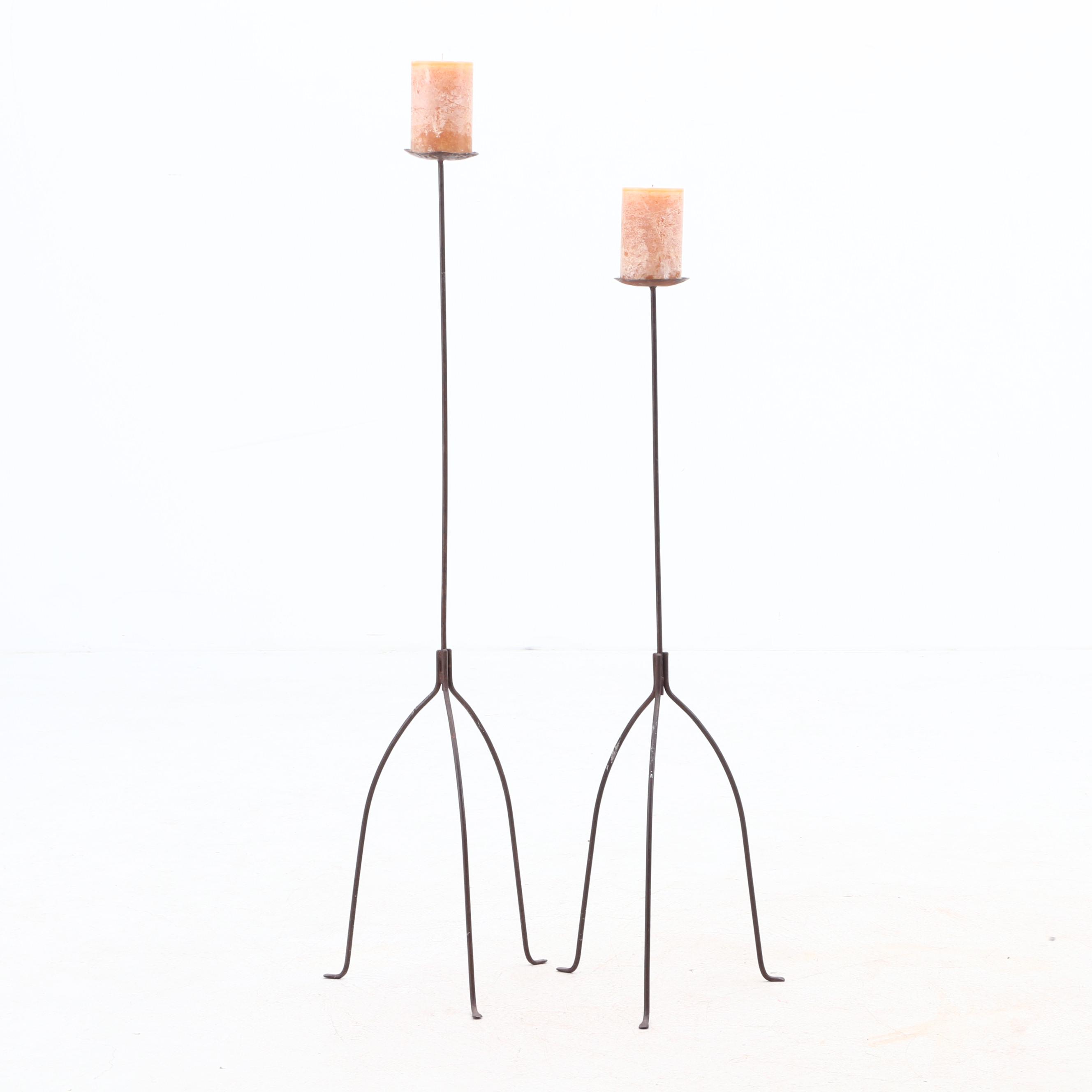 Metal Floor Standing Pillar Candle Stands