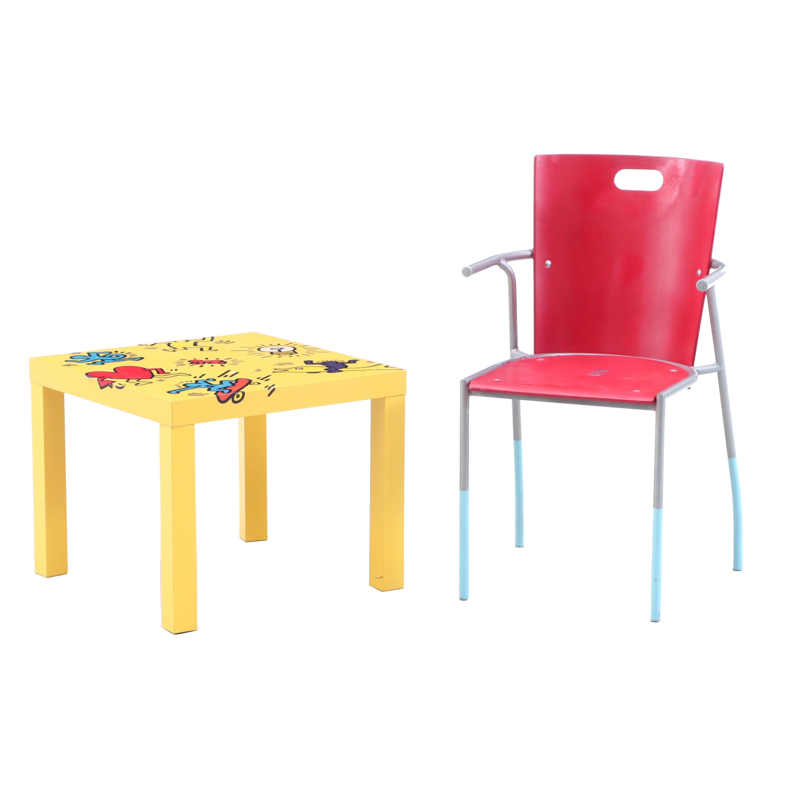Modern Chair and Keith Haring Inspired IKEA Side Table EBTH