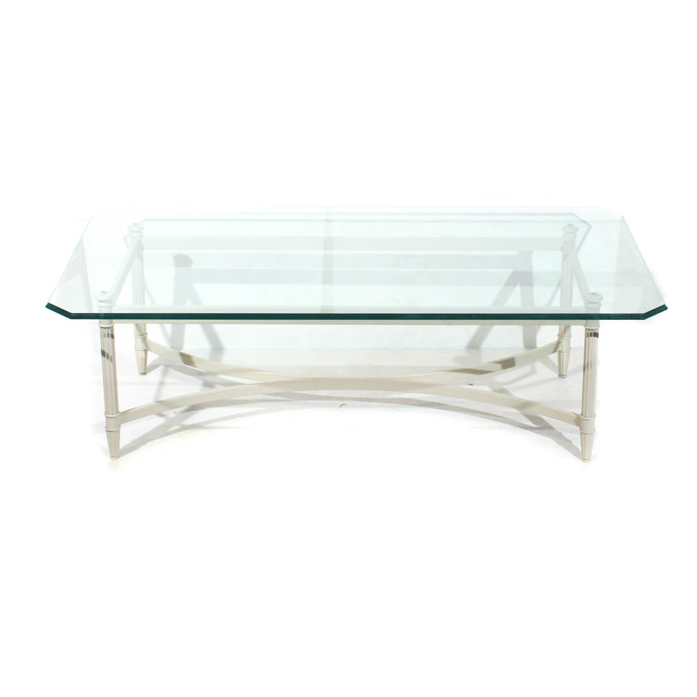 Glass Top Metal Frame Coffee Table EBTH