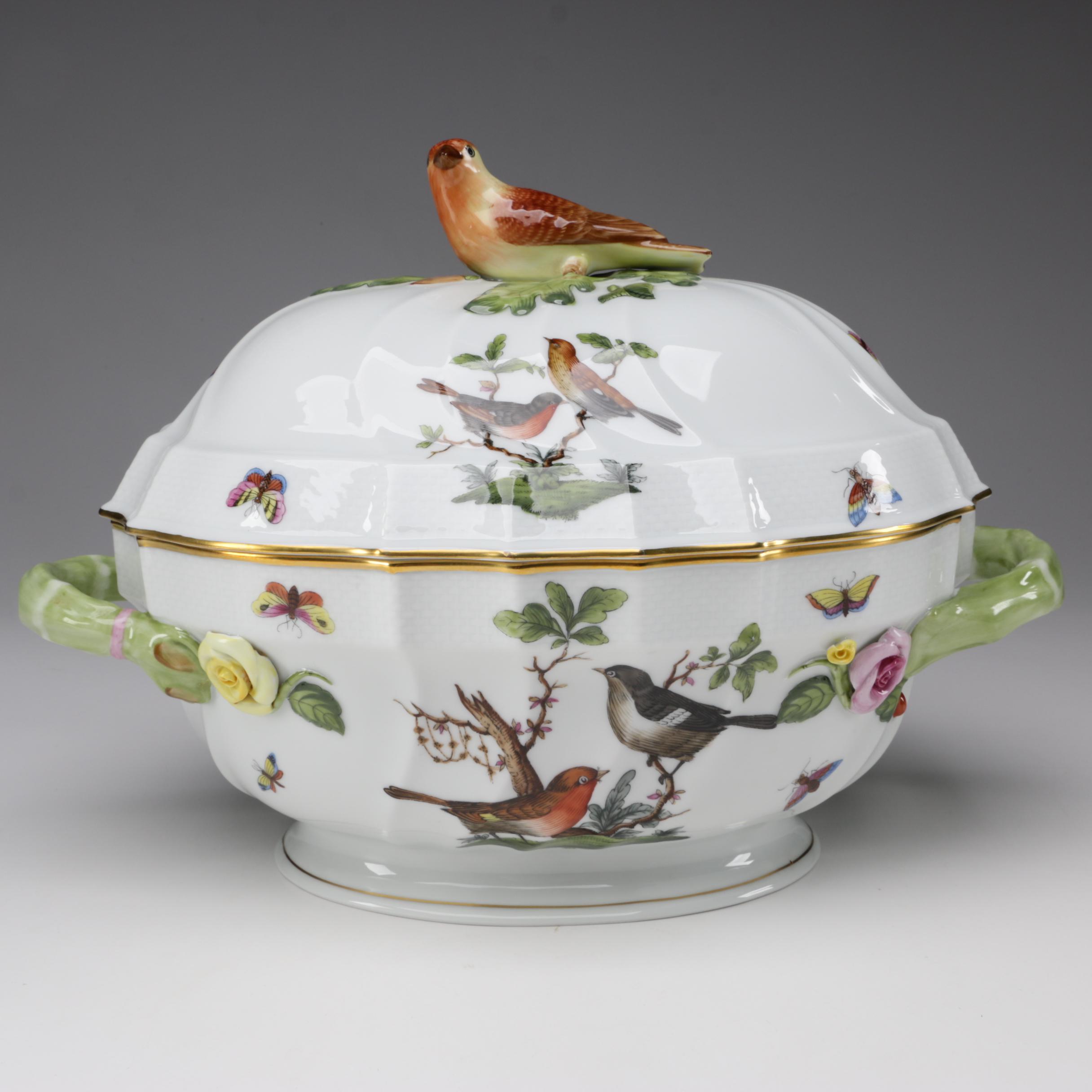 Herend "Rothschild Bird" Porcelain Tureen with Lid EBTH
