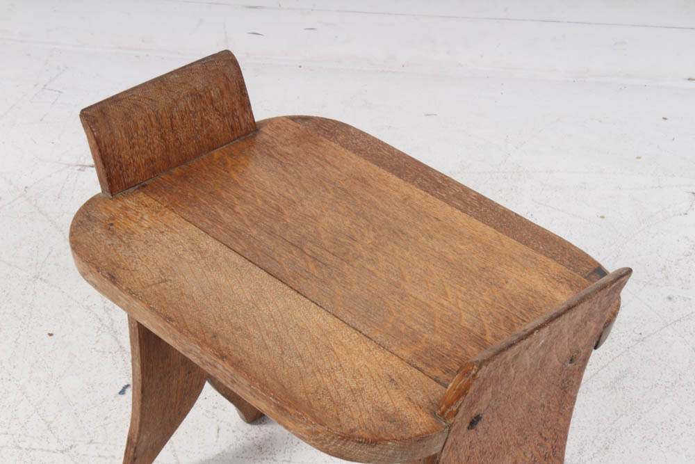 Arts and Crafts QuarterSawn Oak Slab Stool, Early 20th Century EBTH