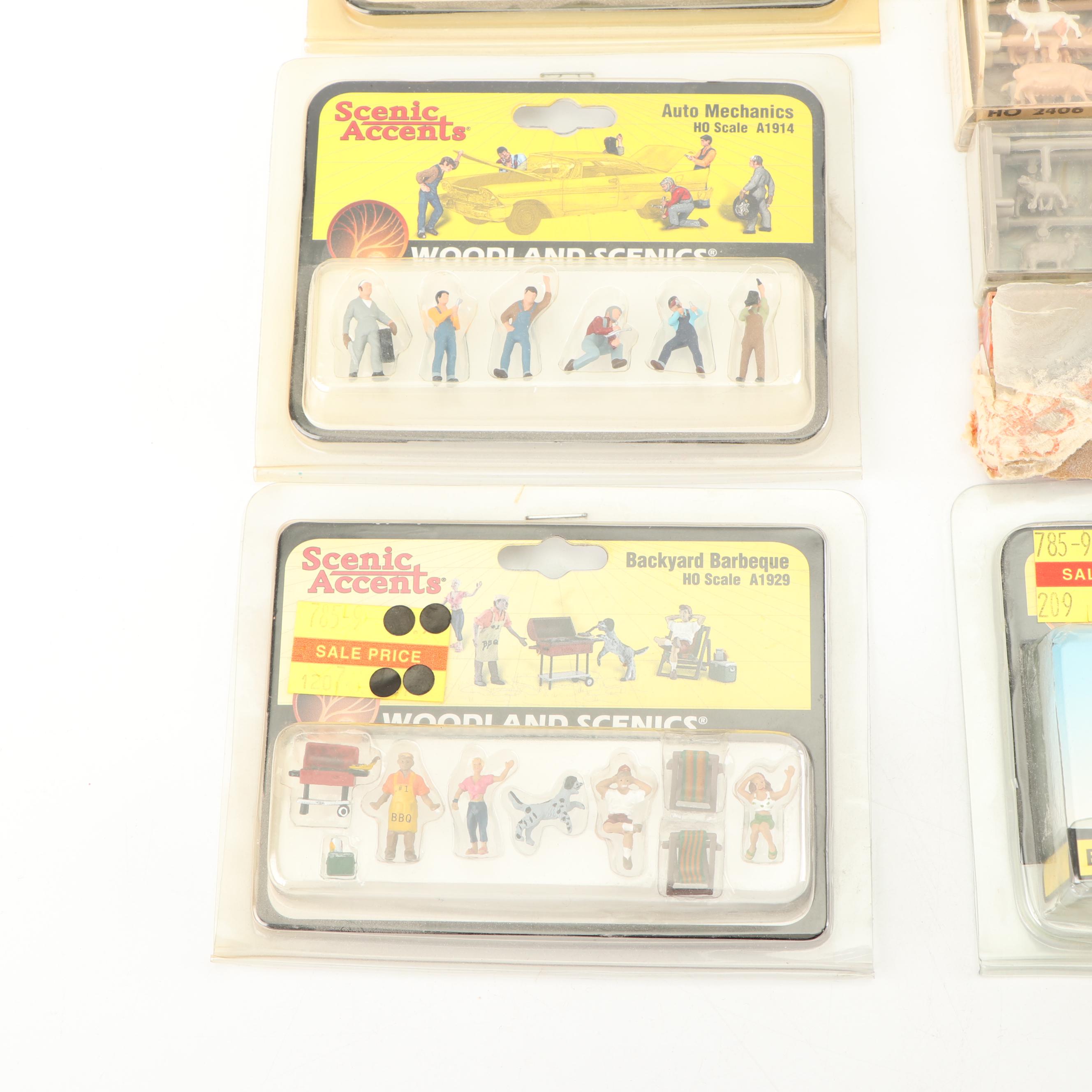 Collection of HO Scale Model Train Town Accessories EBTH