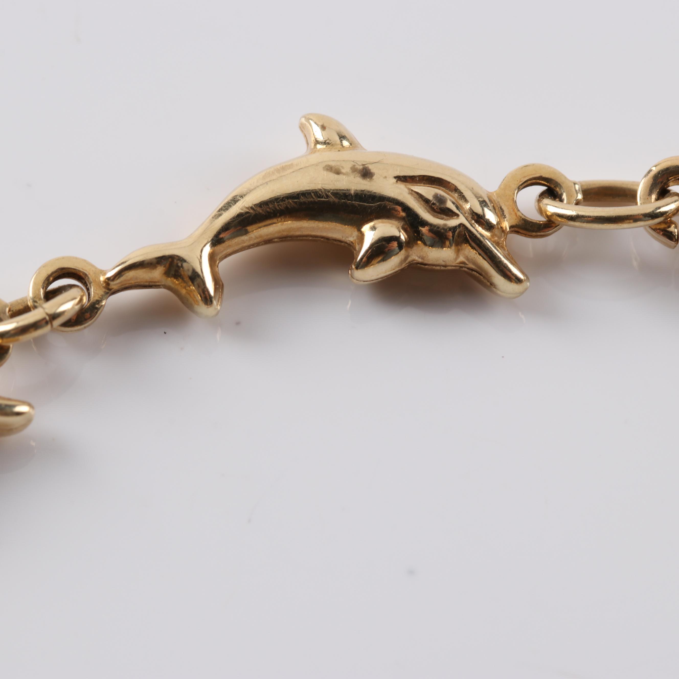 14K Yellow Gold Dolphin Link Bracelet EBTH