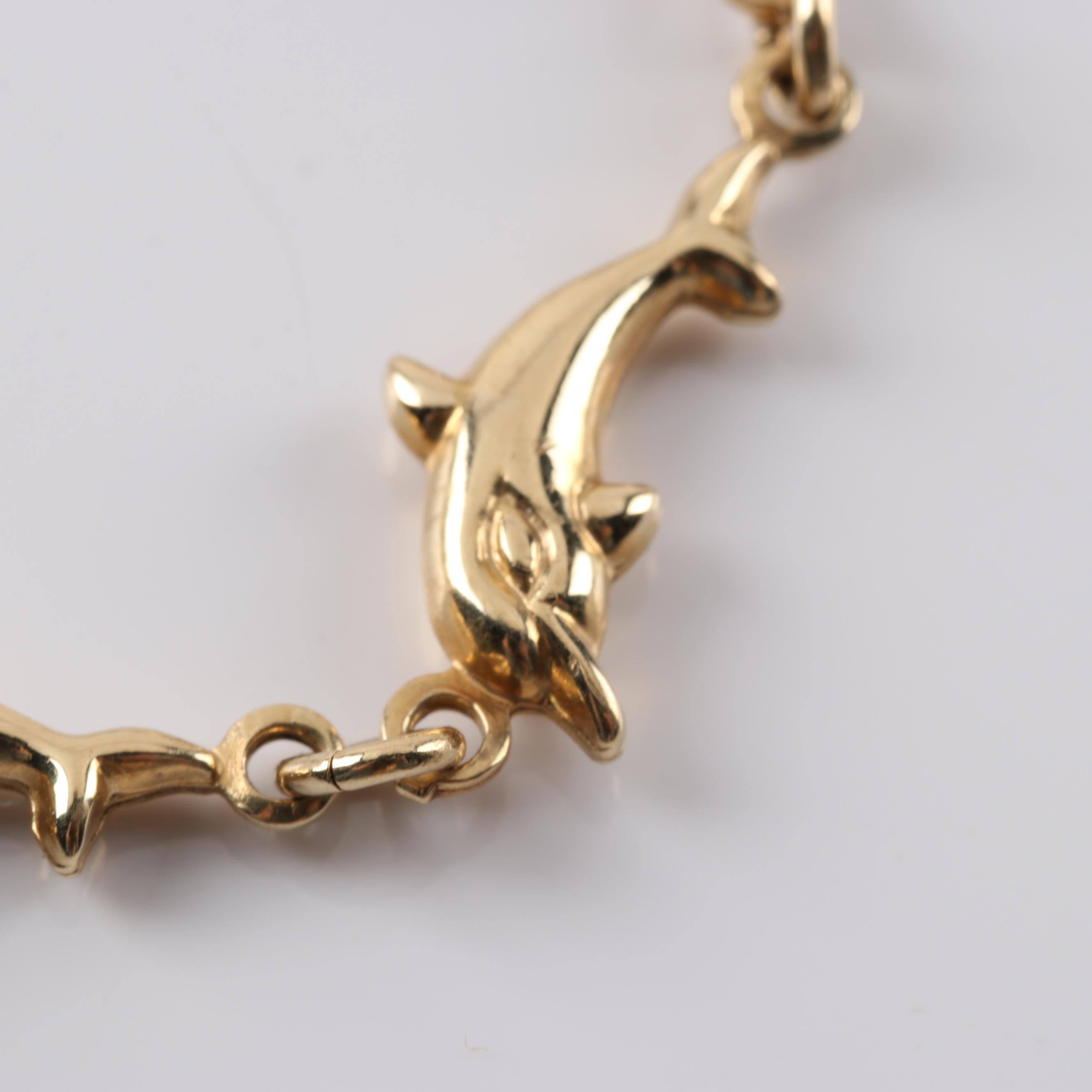 14K Yellow Gold Dolphin Link Bracelet EBTH
