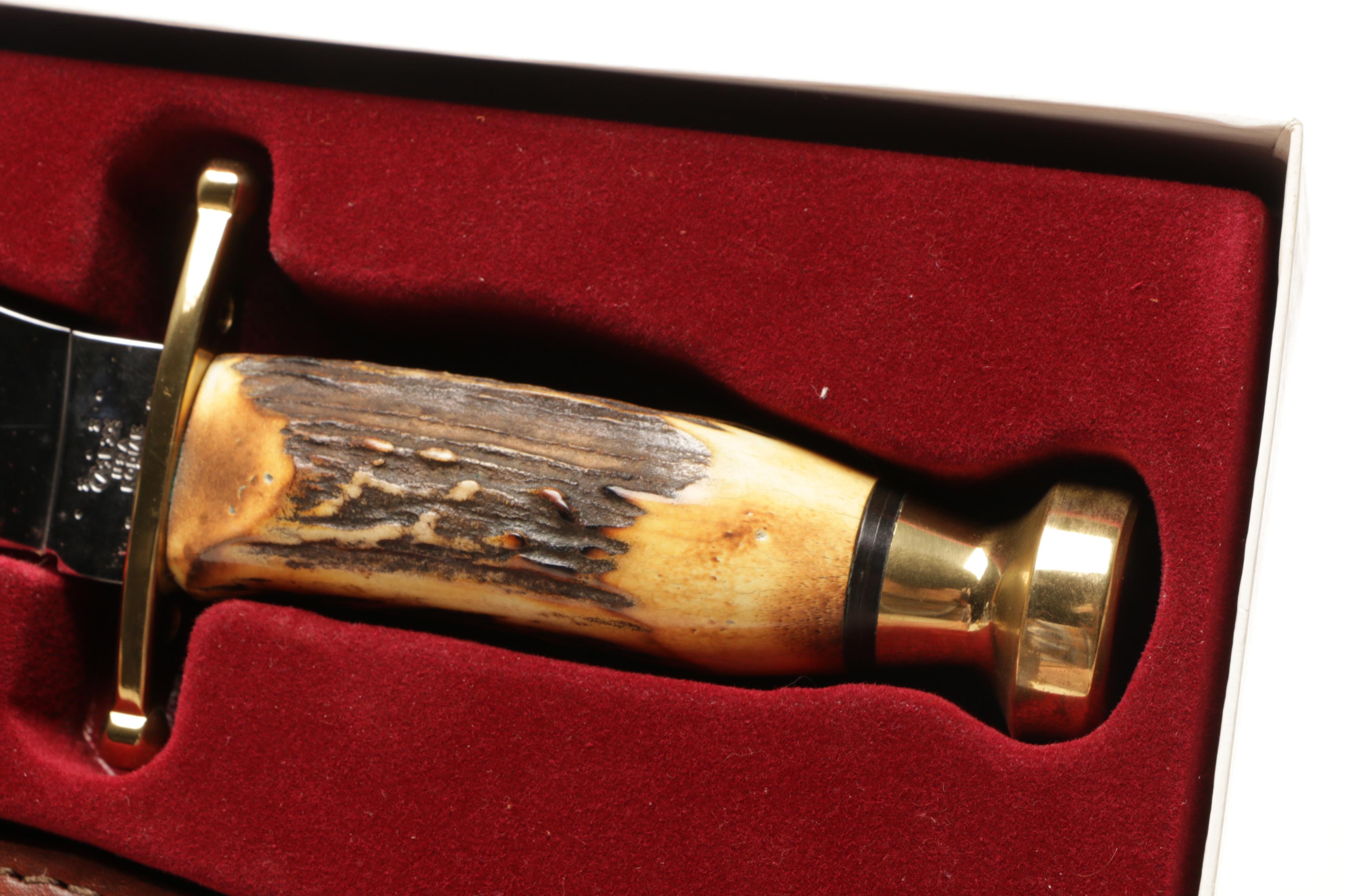 Boxed Case Kodiak Fixed Blade Hunting Knife with Leather Sheath EBTH