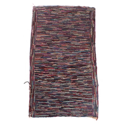 Handmade Hooked Rag Rug, Mid-Century Handmade Hooked Rag Rug, Mid-Century