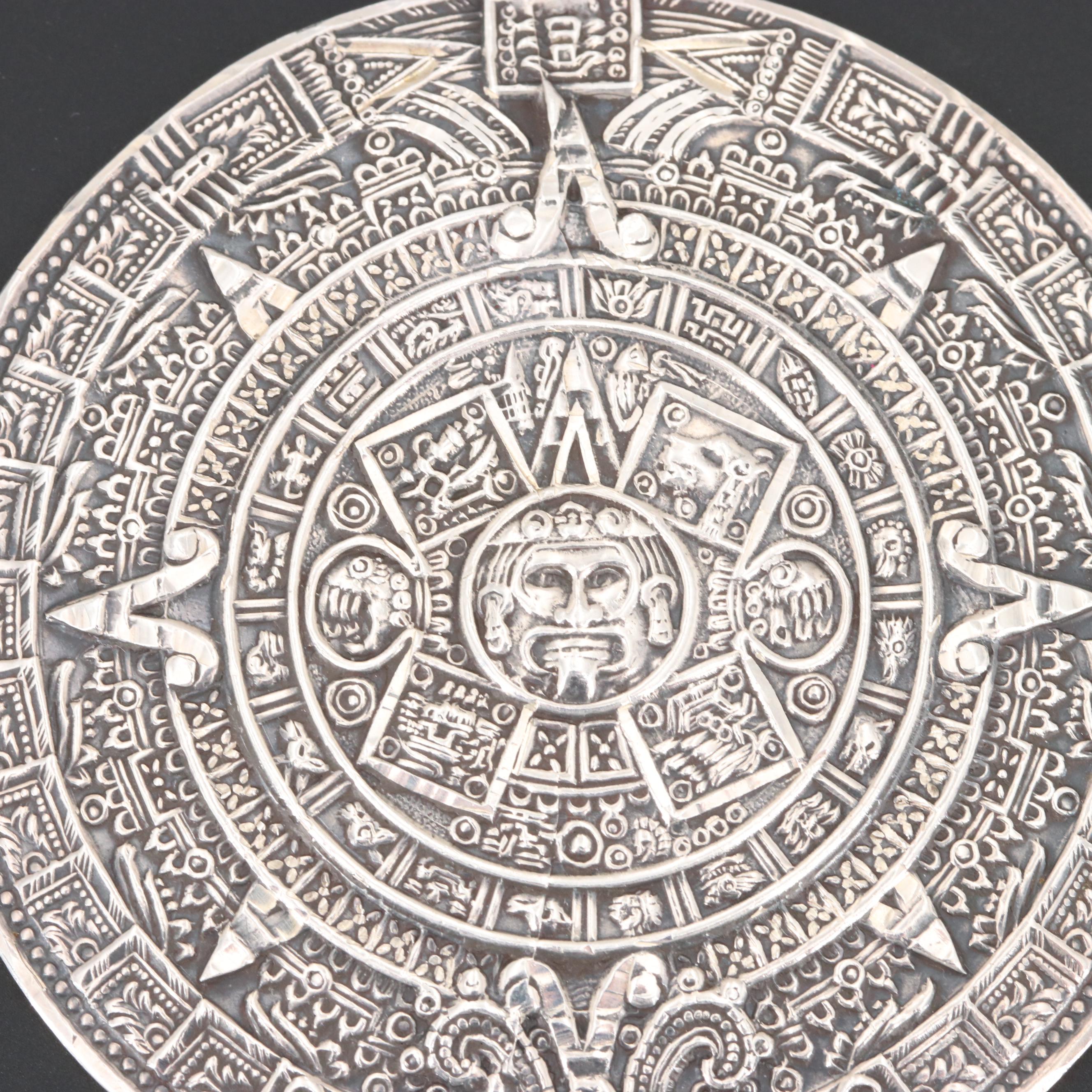 sterling-silver-aztec-calendar-pendant-ebth