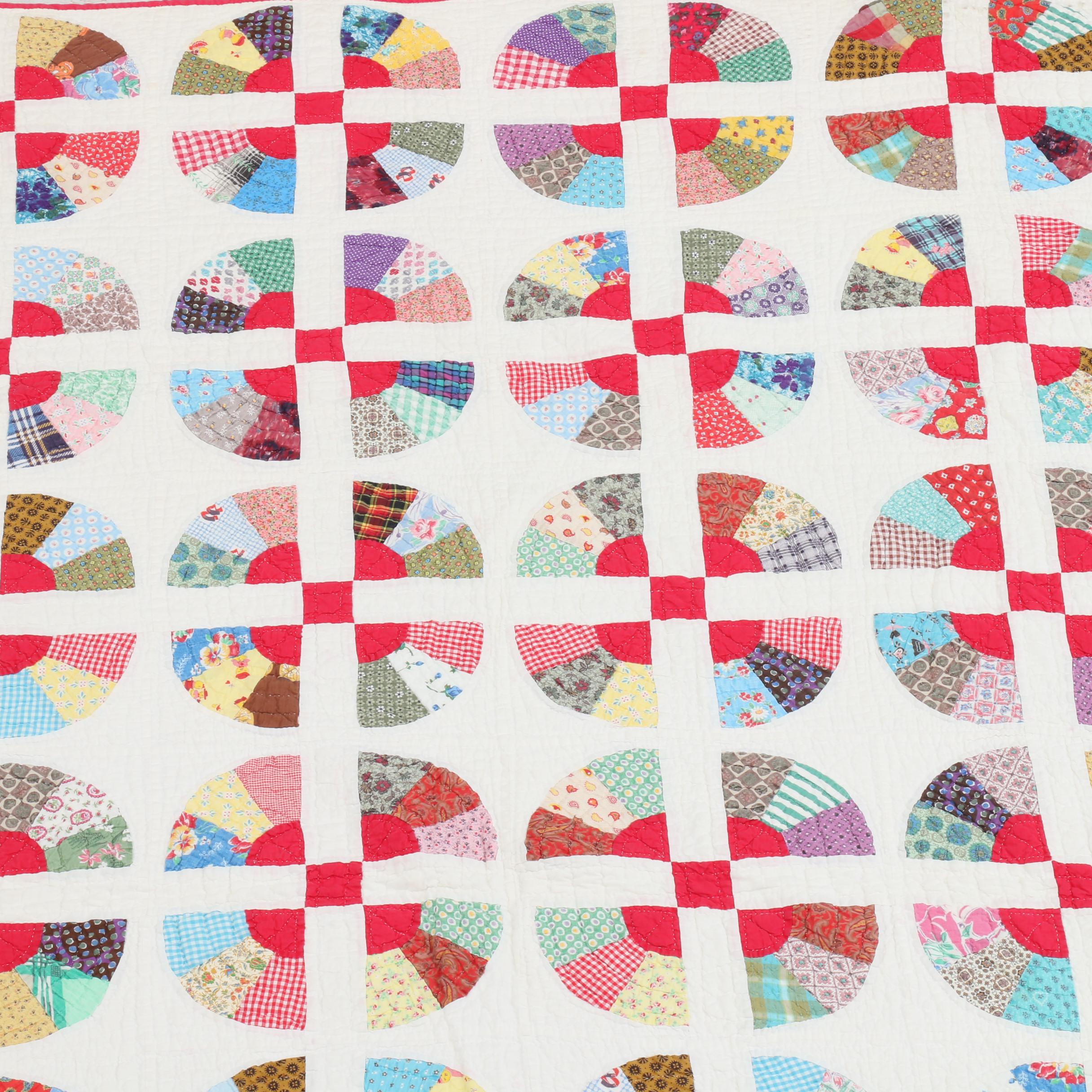 Handcrafted "Fan Block" Quilt EBTH