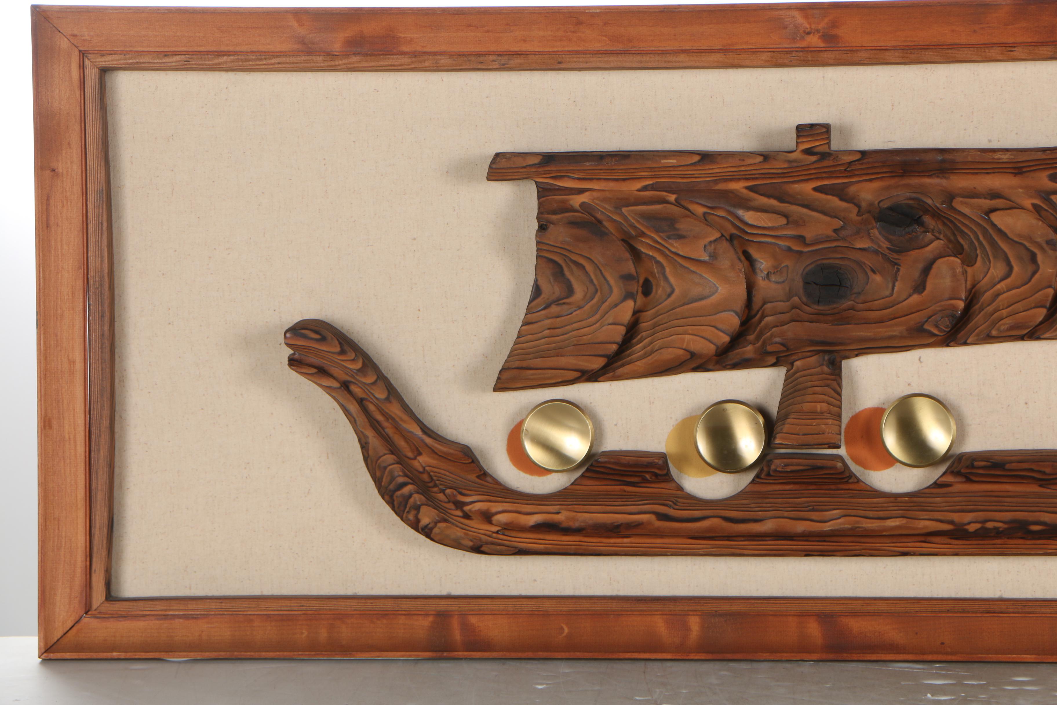 Witco Carved Wood Wall Decor "Viking Ship", Mid Century EBTH