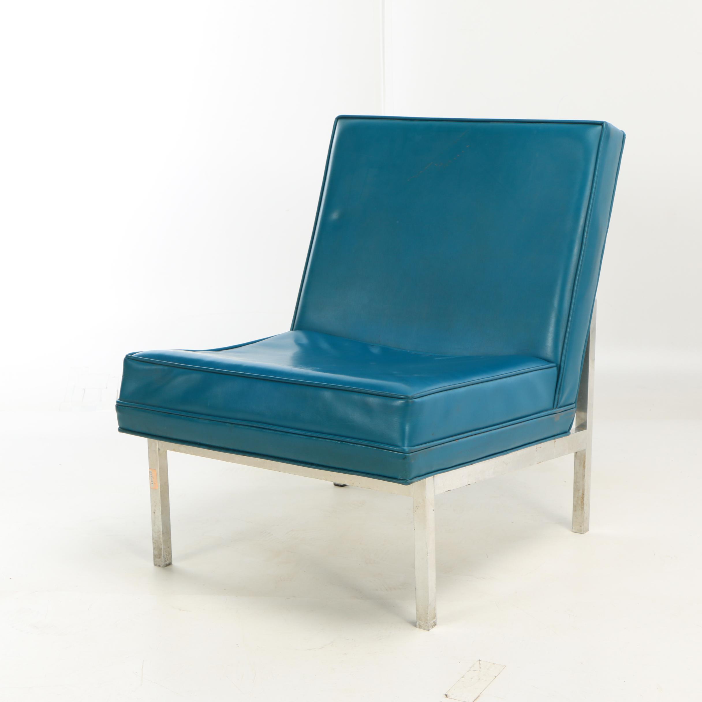 Jack Cartwright Inc., Three Aluminum and Blue Vinyl Lounge Chairs