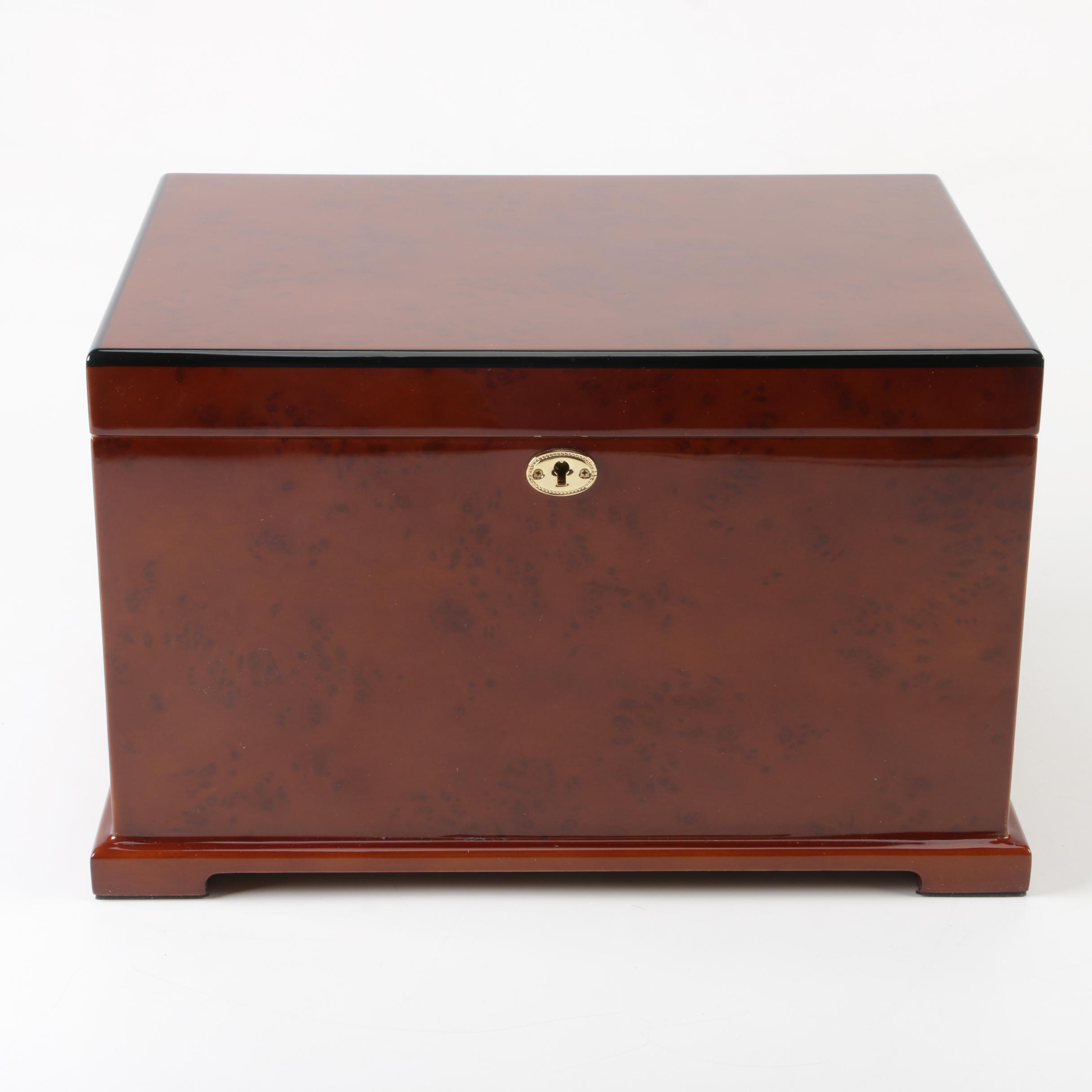 Lacquered Burlwood Humidor with Cedar Interior EBTH