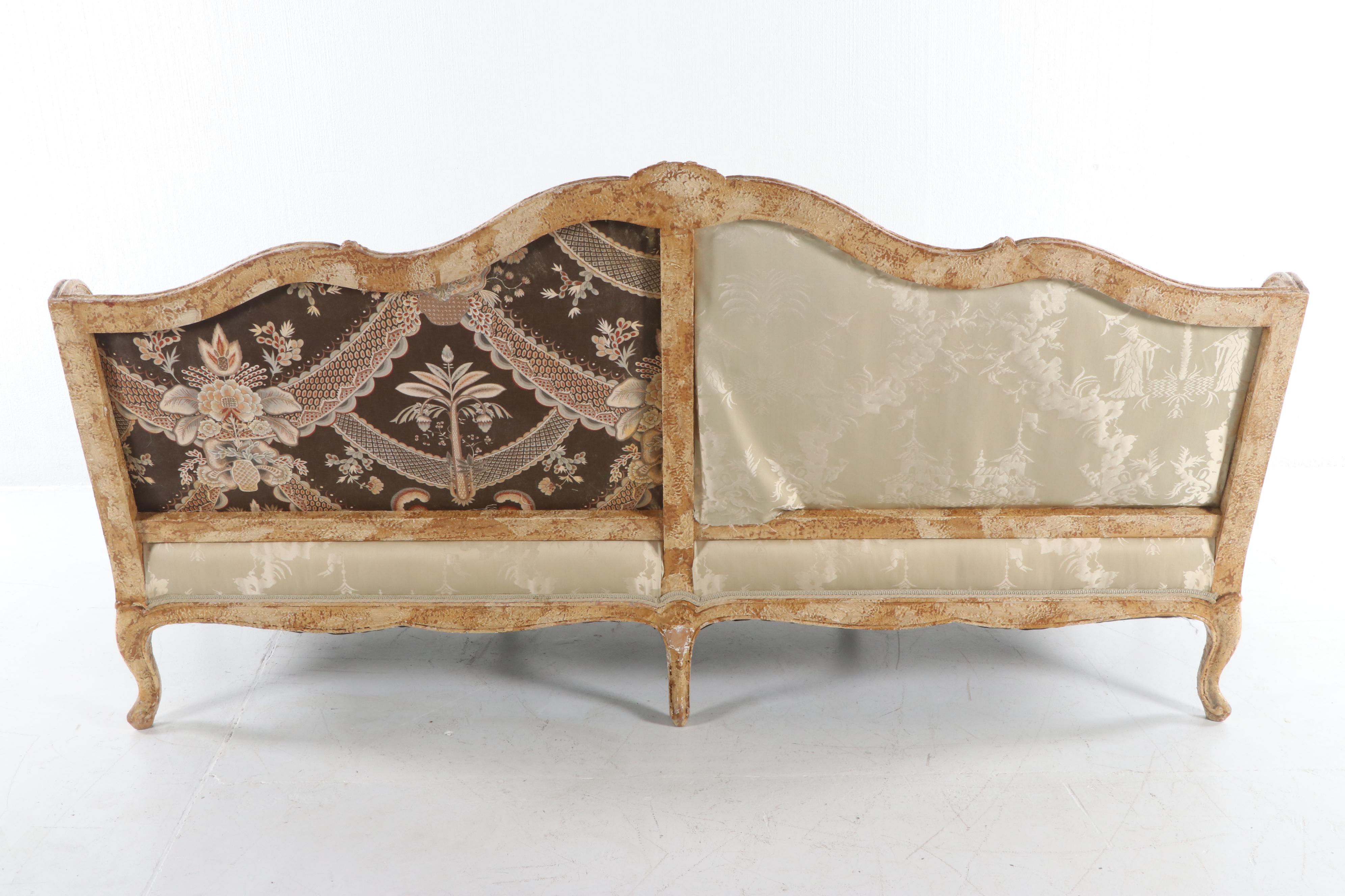 Vintage Louis XV Style Sofa With Chinoiserie Upholstery, 20th Century ...