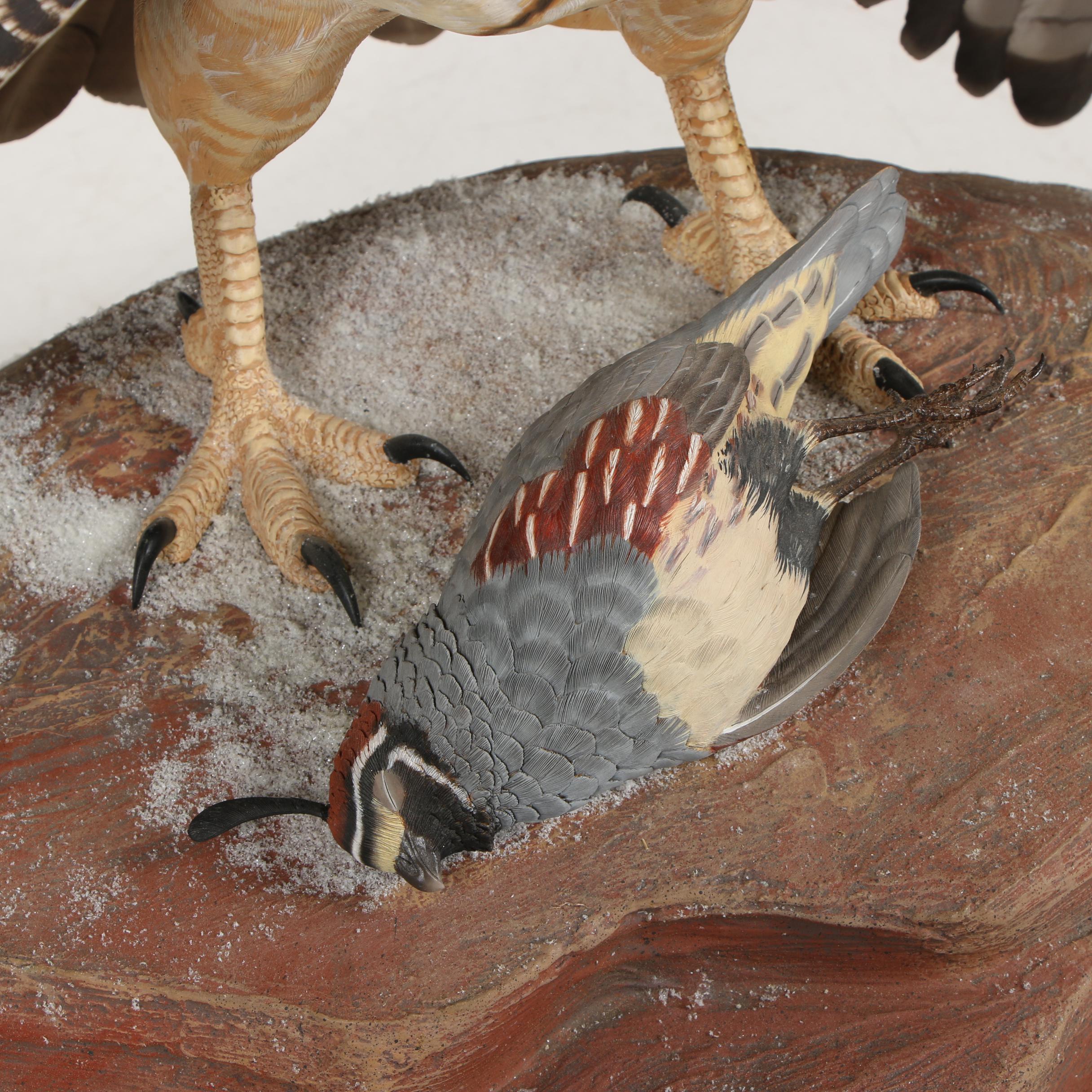 &ldquo;Red-Tailed Hawk&rdquo; Wood-Carved Sculpture by William Bishop | EBTH