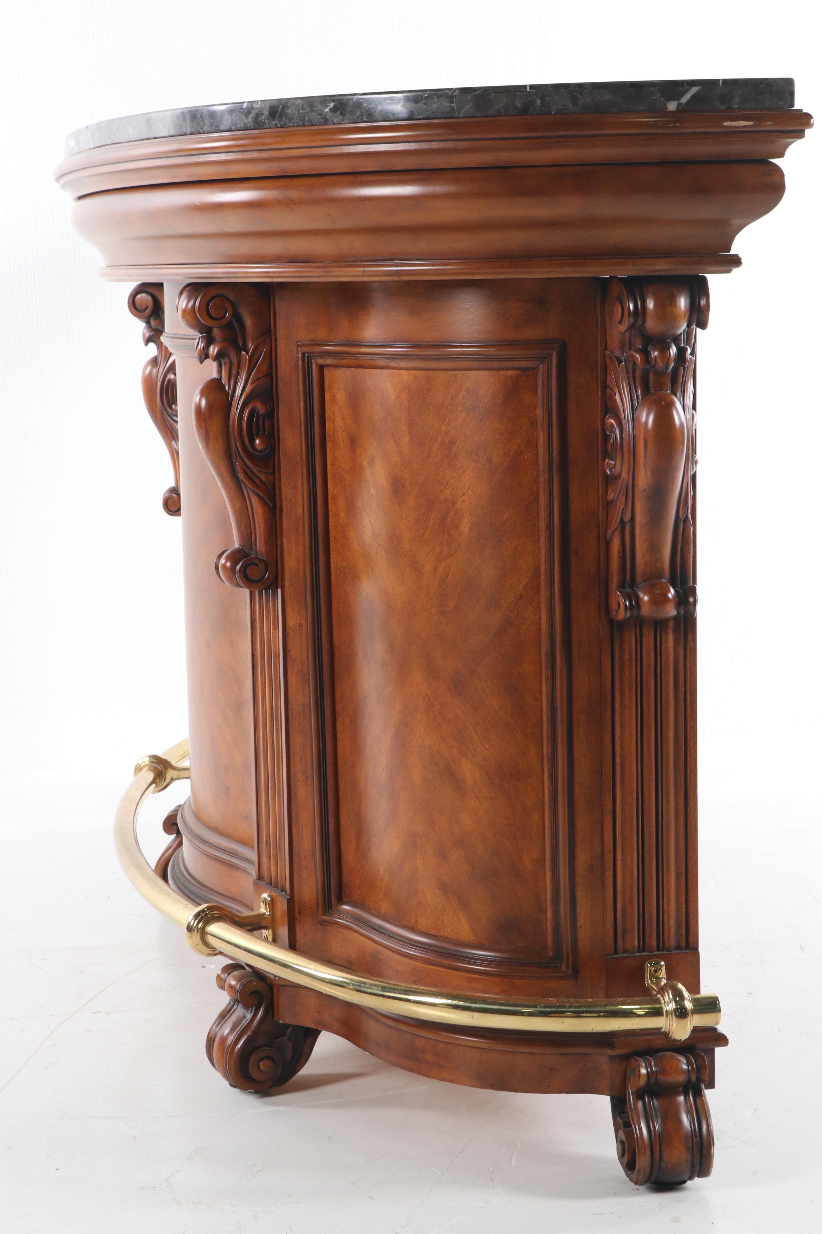 Contemporary Advardian Wooden Marble Top Dry Bar EBTH