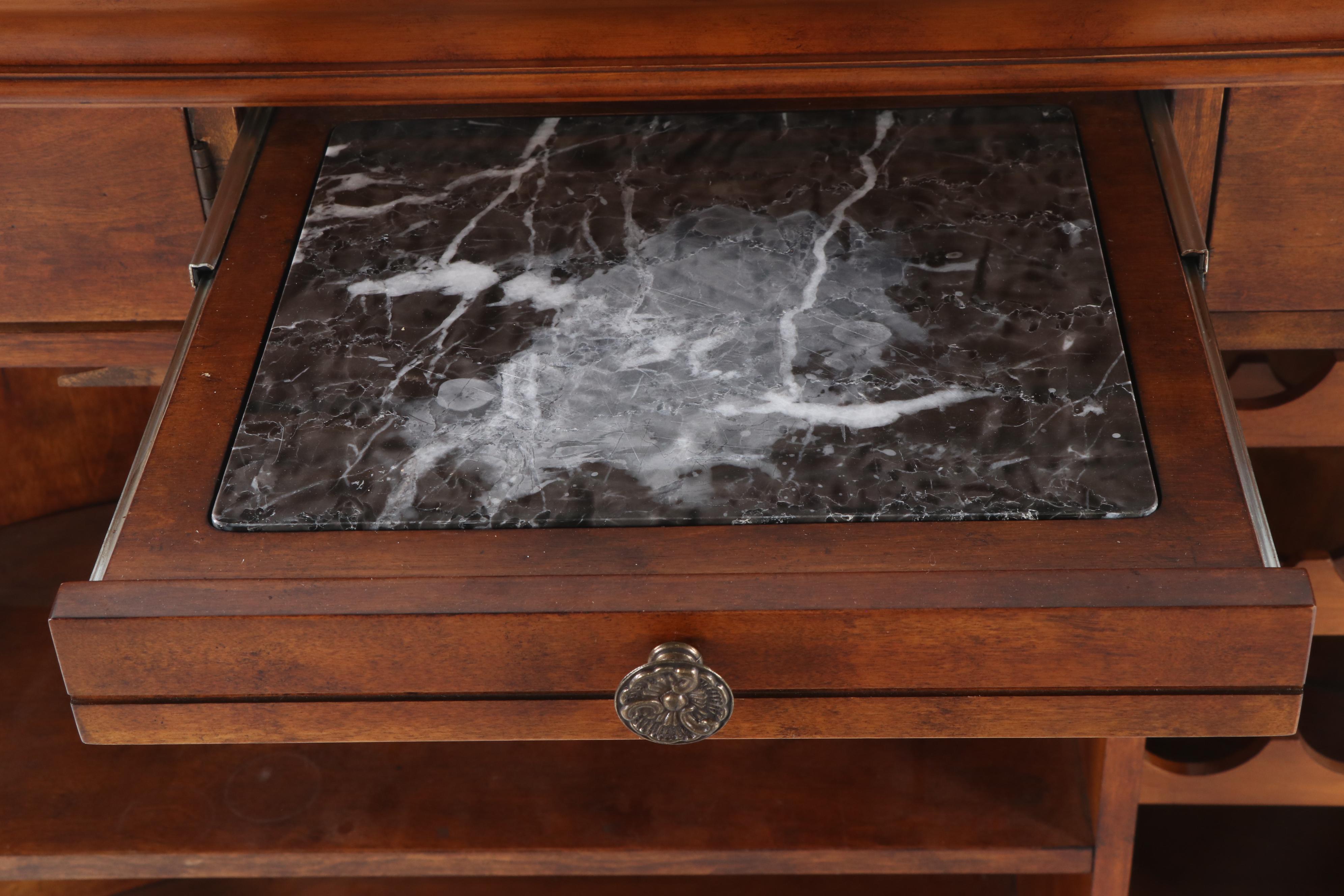 Contemporary Advardian Wooden Marble Top Dry Bar EBTH