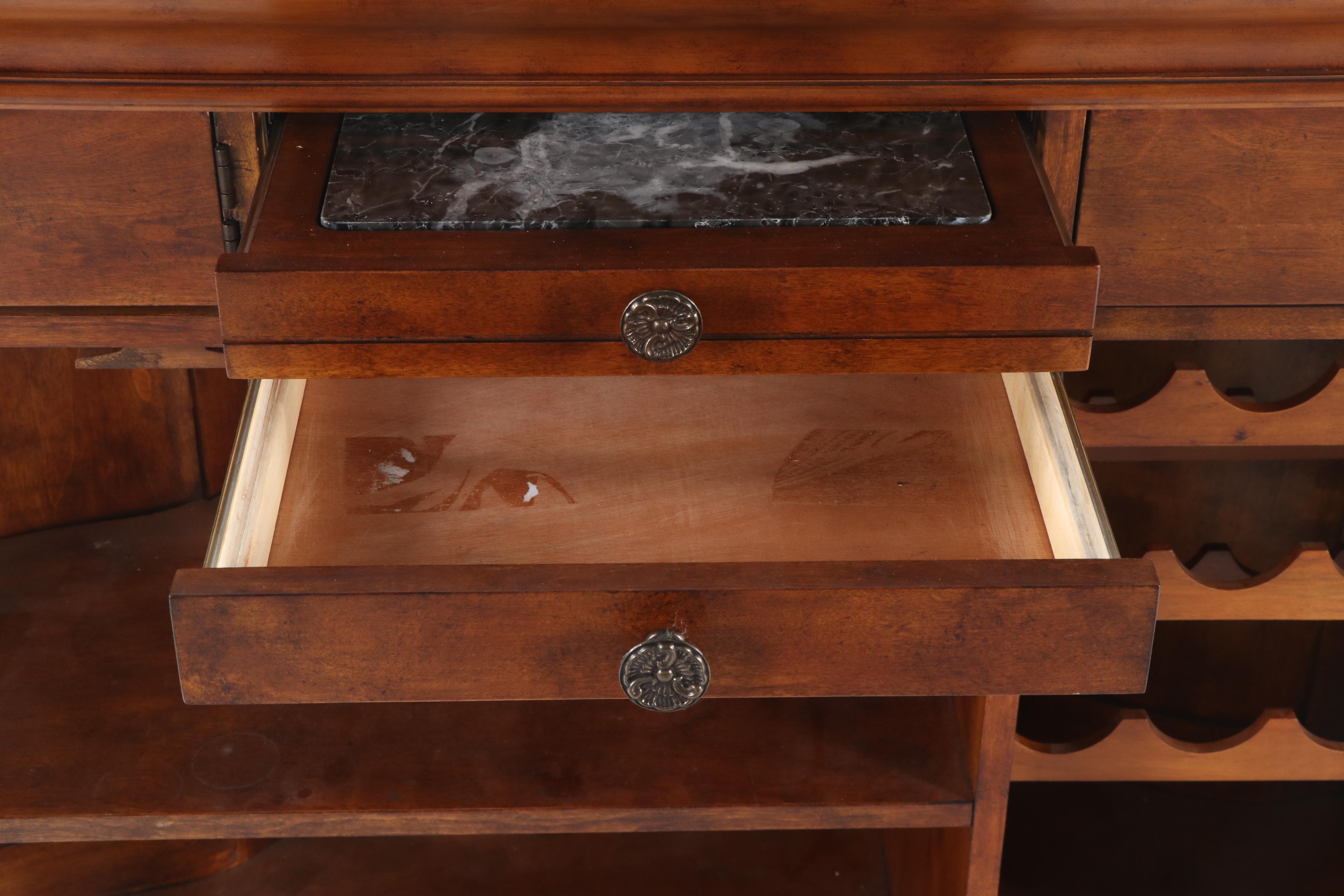 Contemporary Advardian Wooden Marble Top Dry Bar EBTH