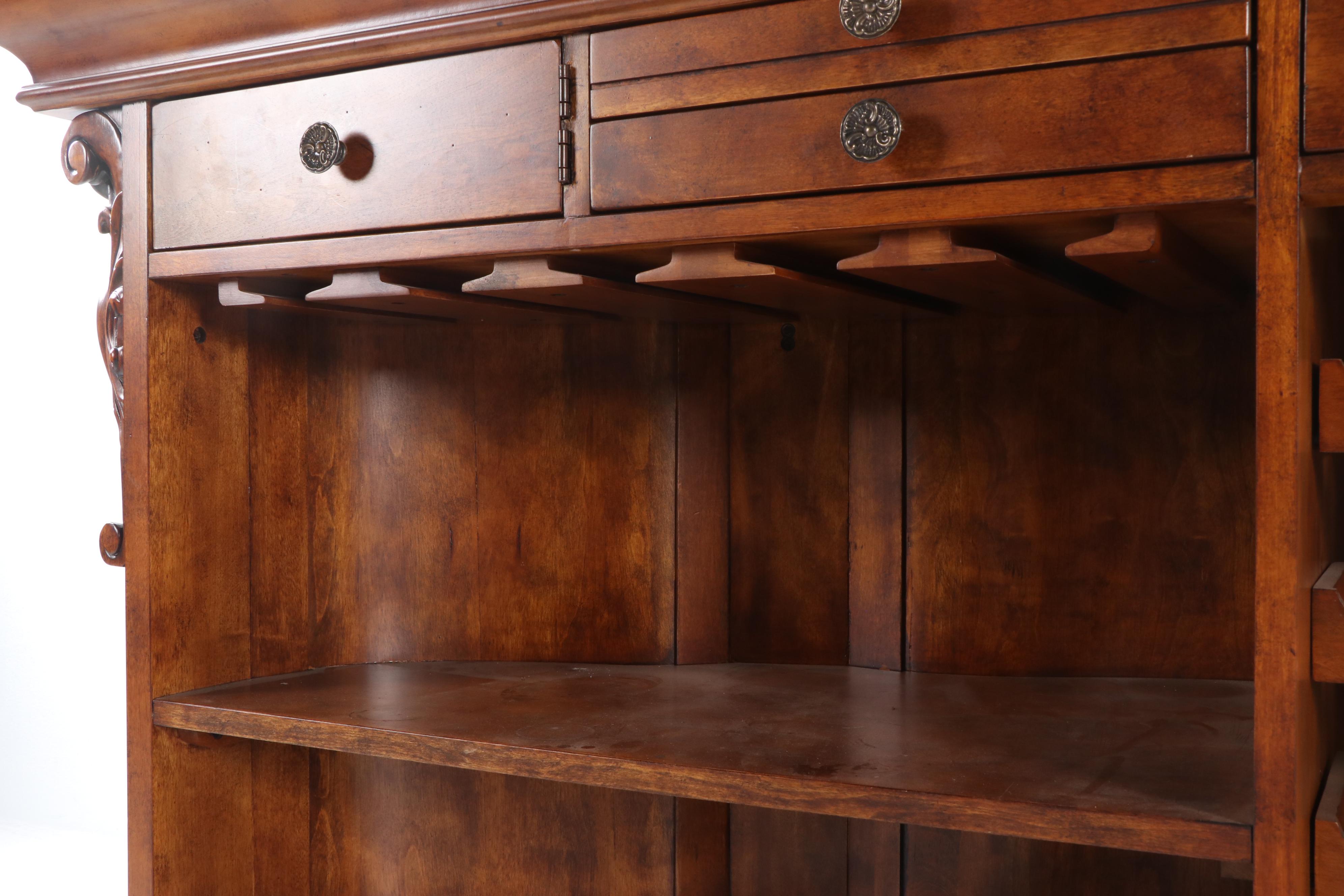 Contemporary Advardian Wooden Marble Top Dry Bar EBTH