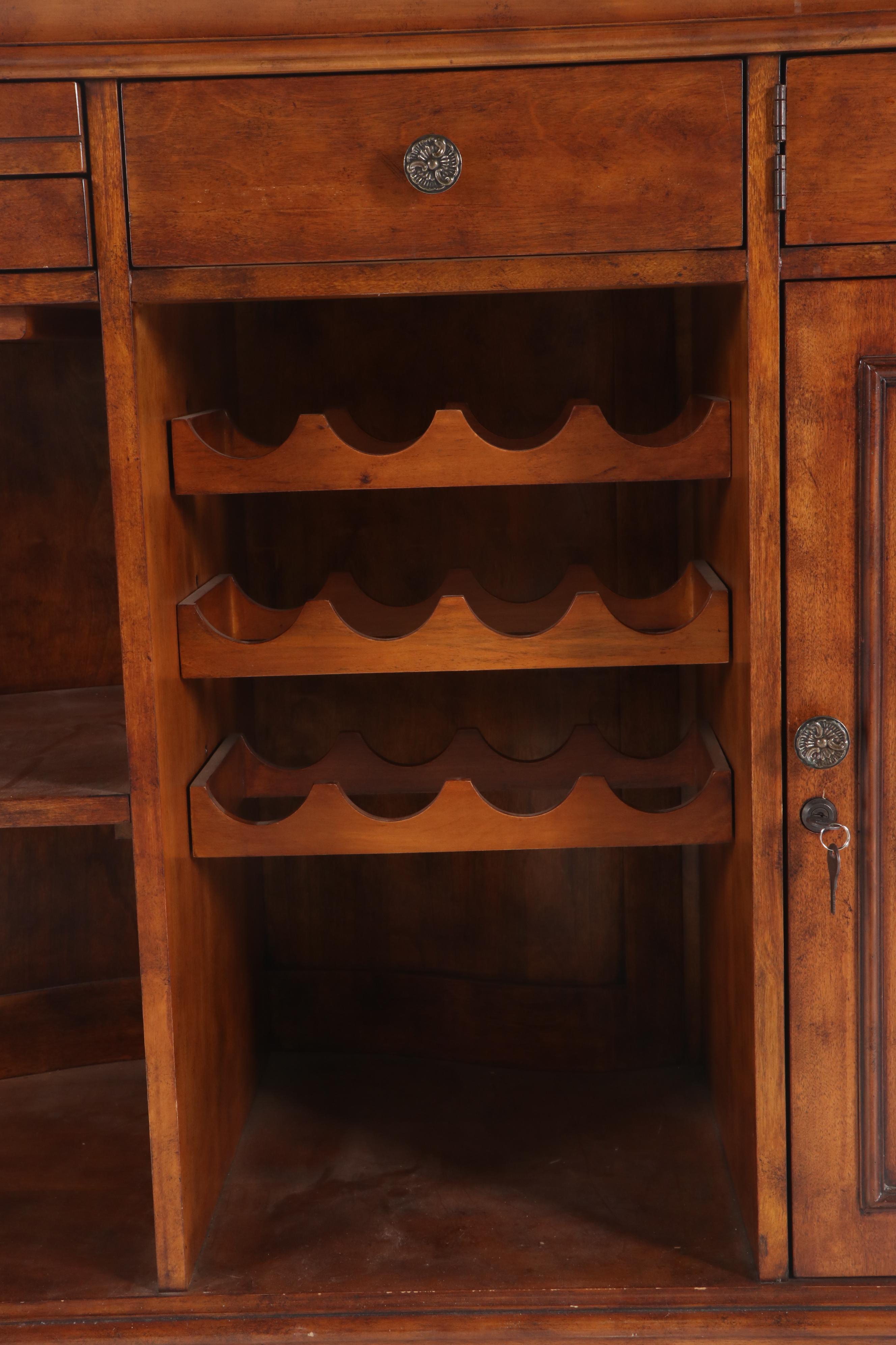 Contemporary Advardian Wooden Marble Top Dry Bar EBTH