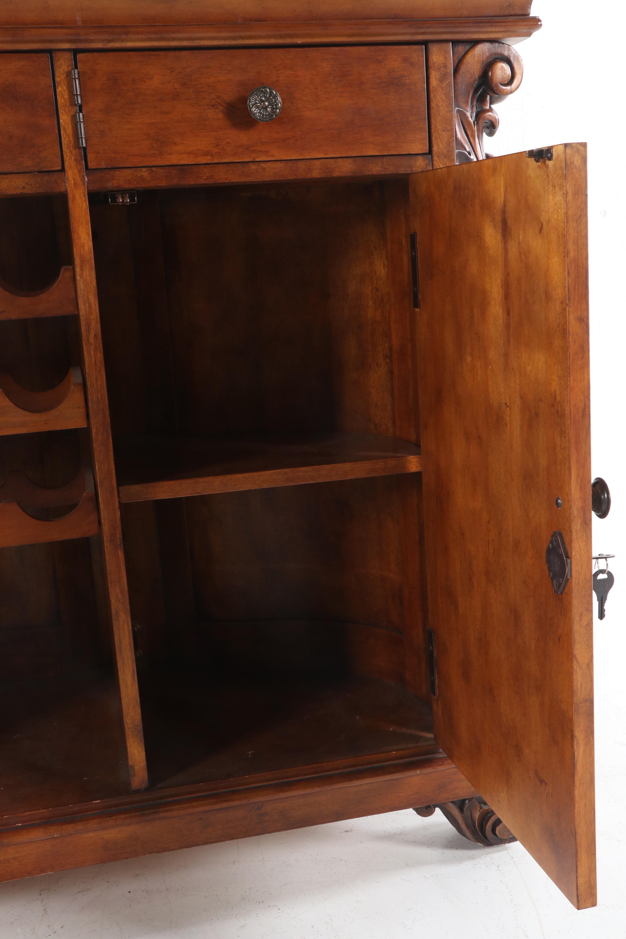 Contemporary Advardian Wooden Marble Top Dry Bar EBTH