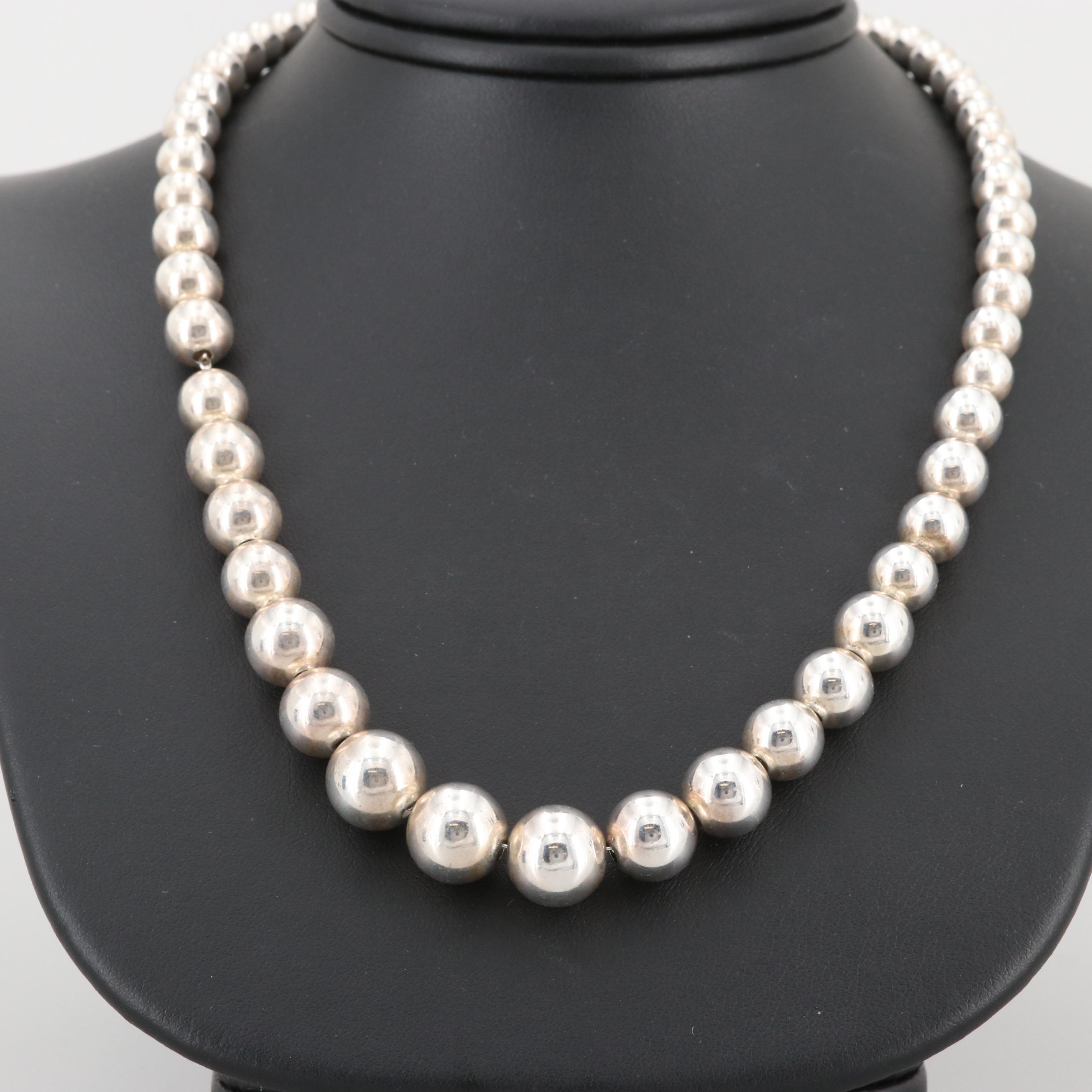 Tiffany & Co. Sterling Silver Graduated Bead Necklace EBTH
