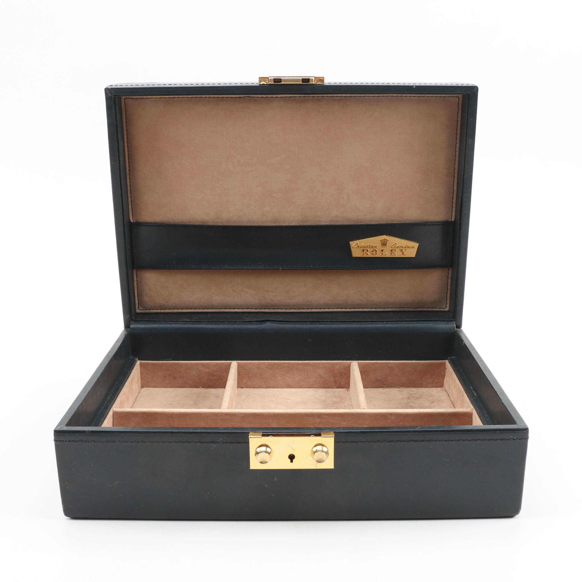 Rolex Navy Faux Leather Jewelry Box, 1960s EBTH