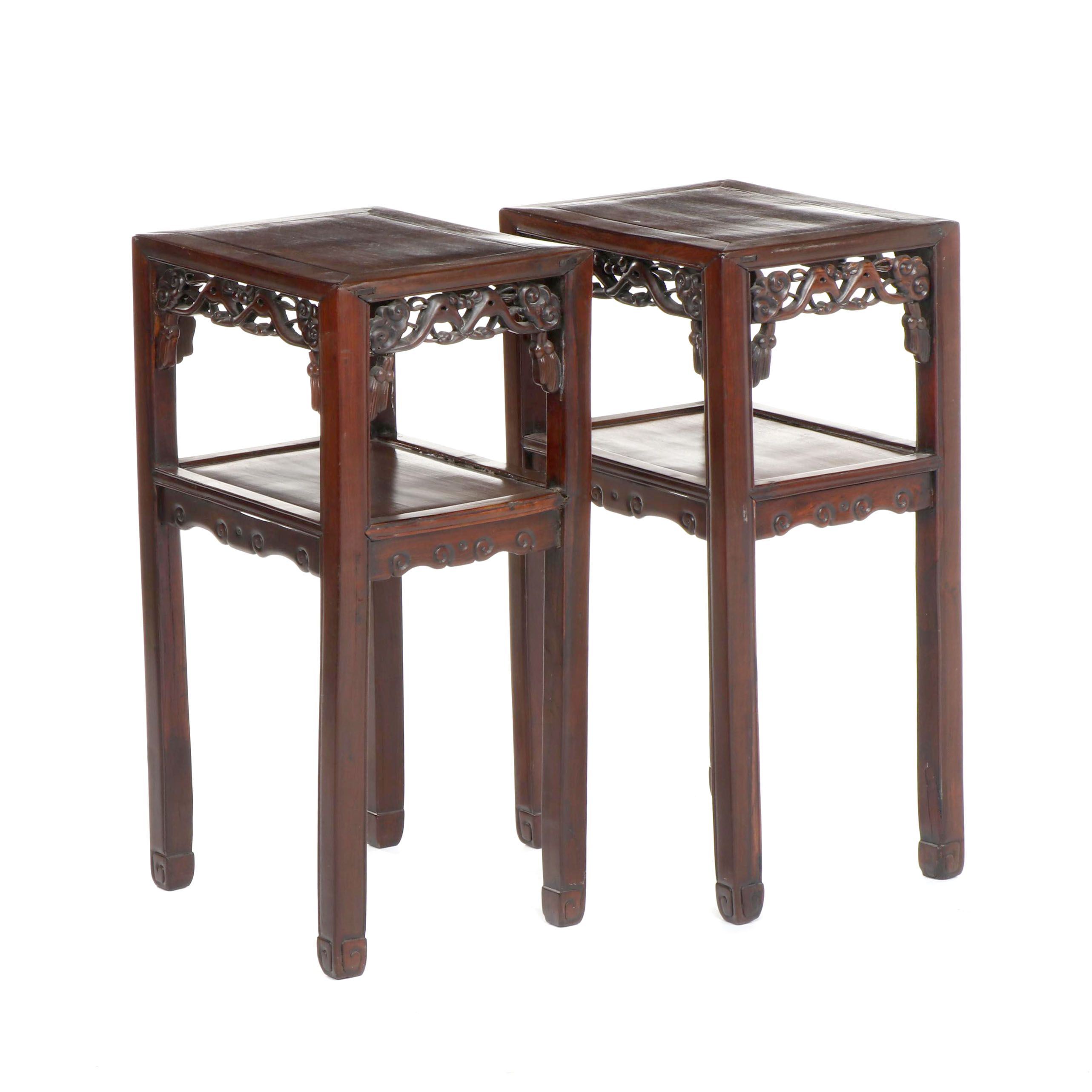 Chinese Cherry Wood Side Tables EBTH