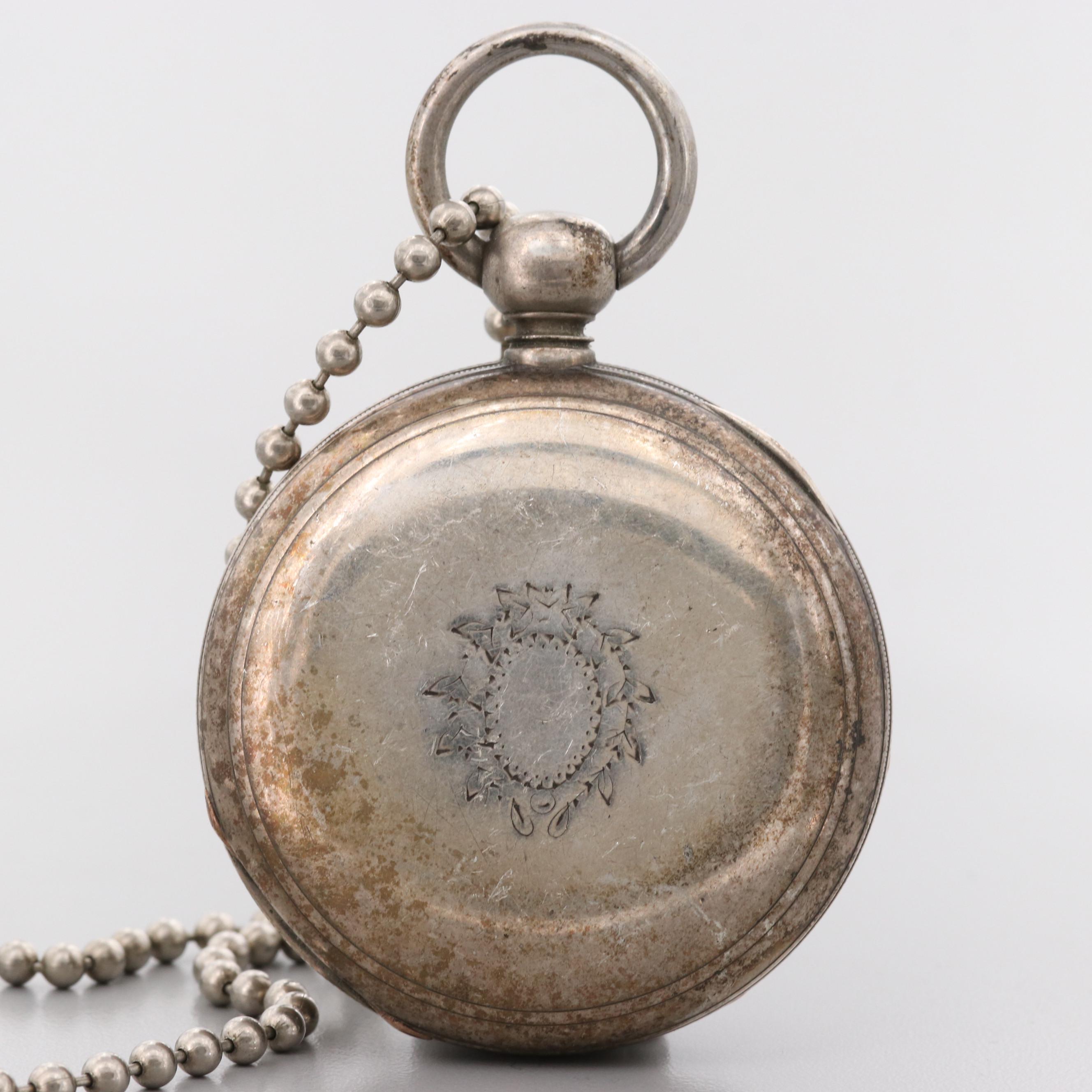 Elgin Sterling Silver Pocket Watch, 1885 EBTH