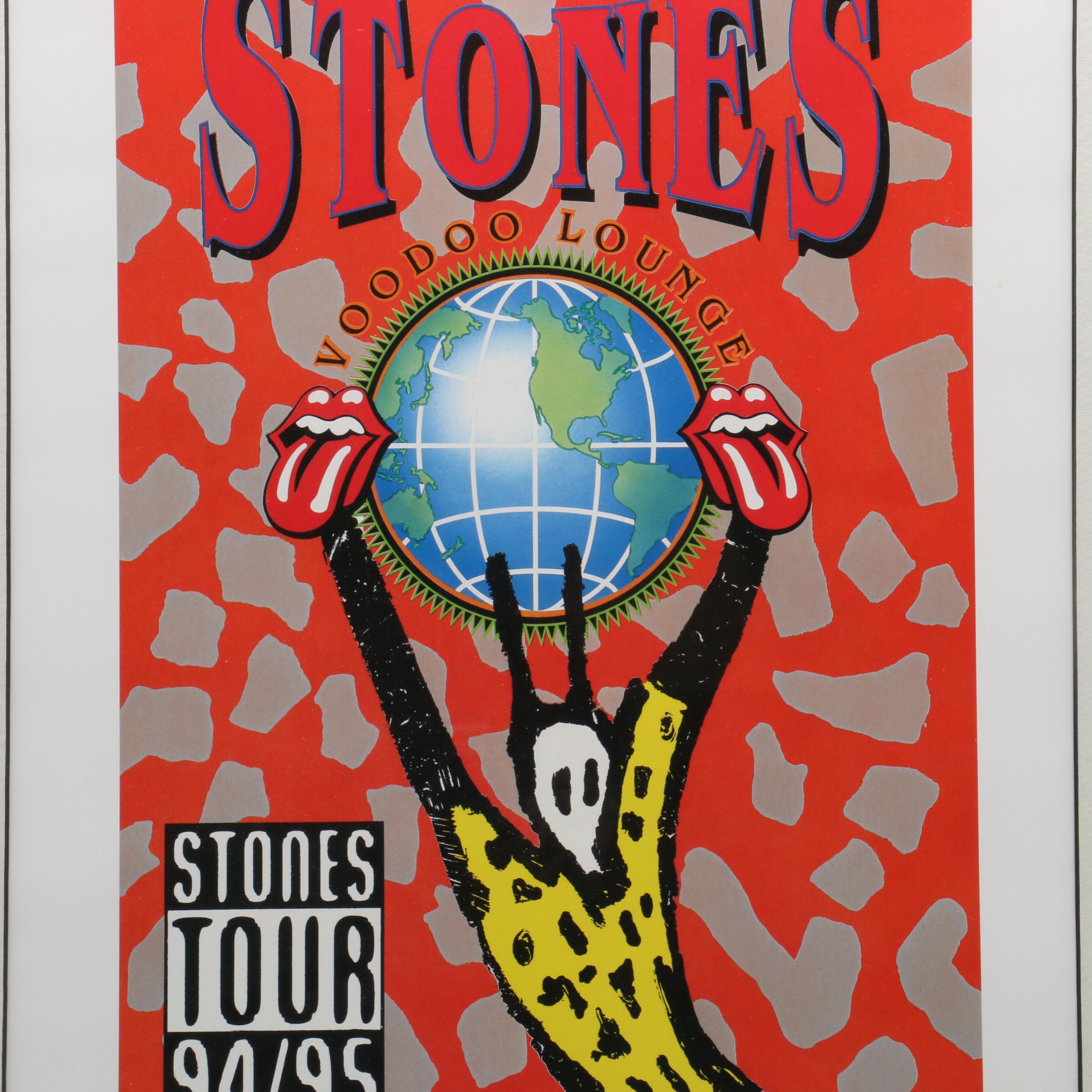 1994 Framed Rolling Stones Signed Limited "Voodoo Lounge" Tour Poster