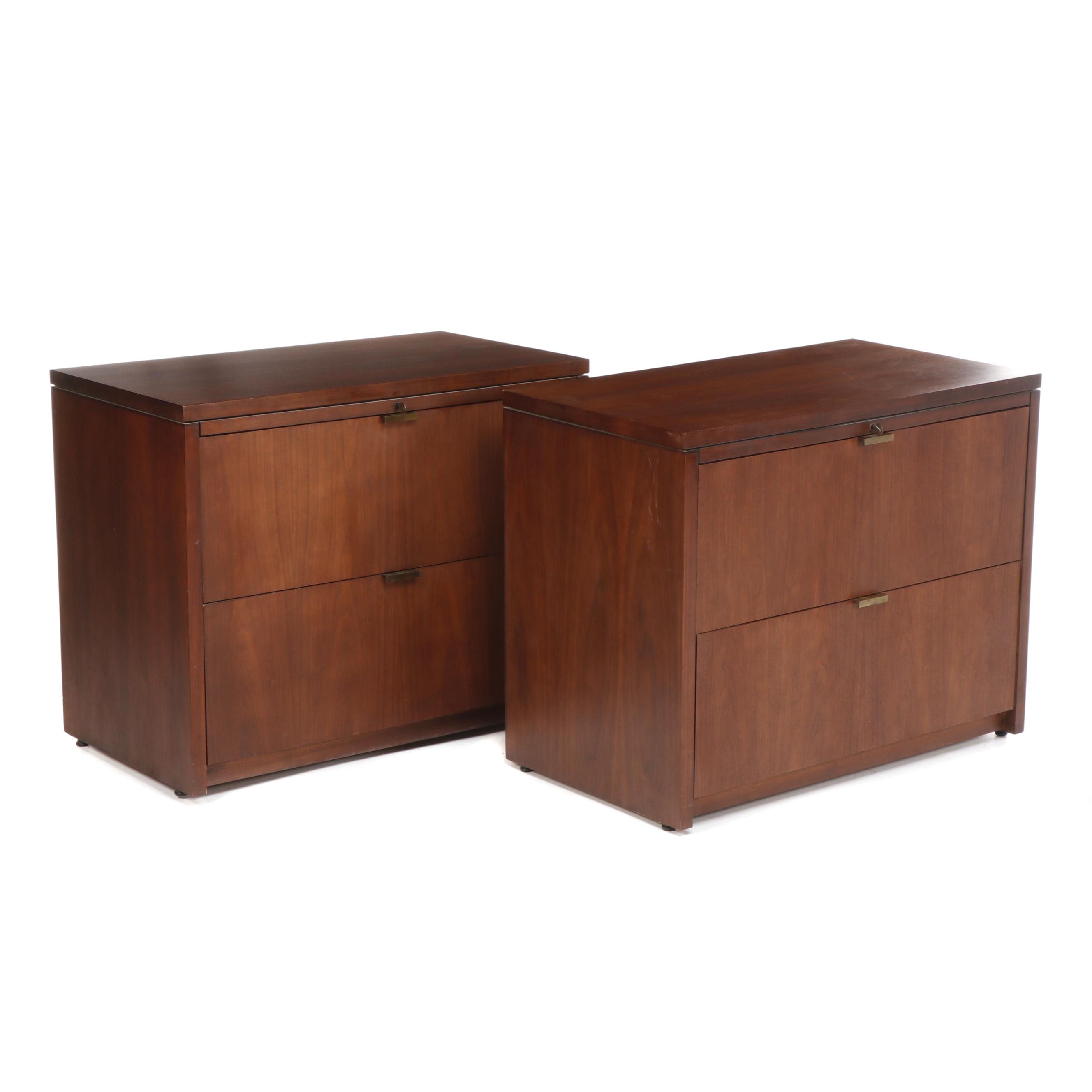 Mid Century Modern Walnut Filing Cabinets By Alma Desk Company Ebth