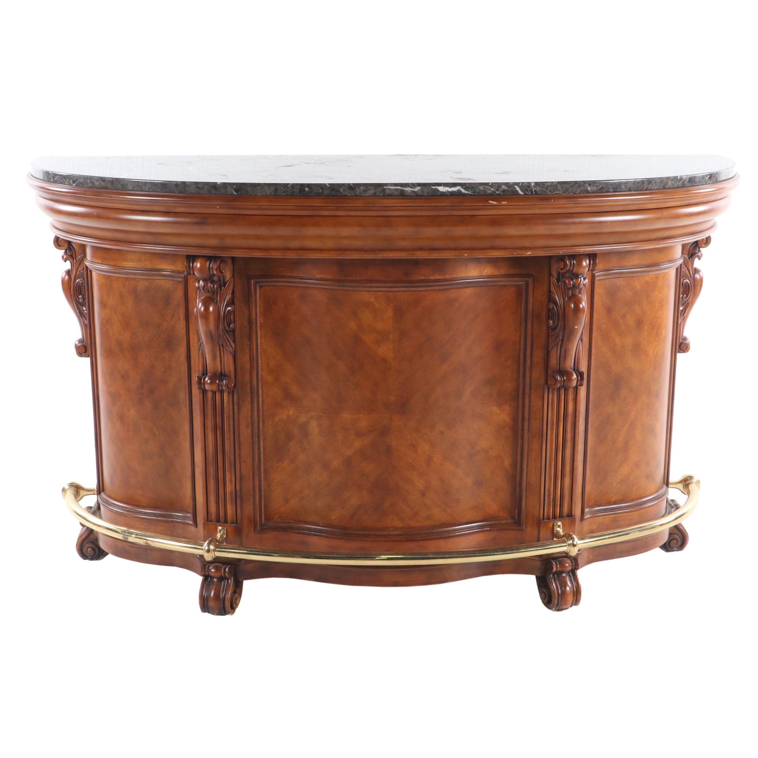 Contemporary Advardian Wooden Marble Top Dry Bar EBTH