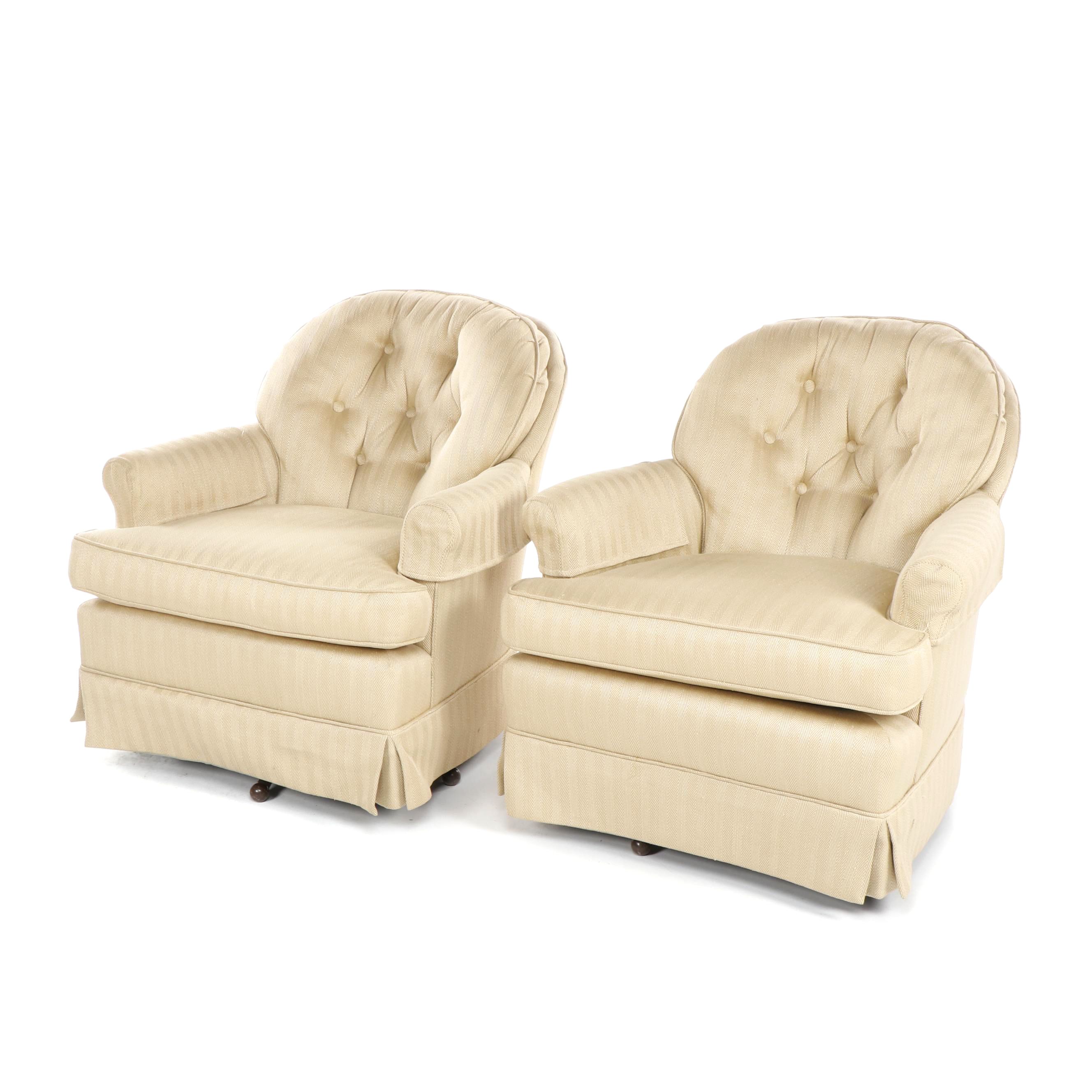 Tufted Upholstered Swivel Armchairs EBTH