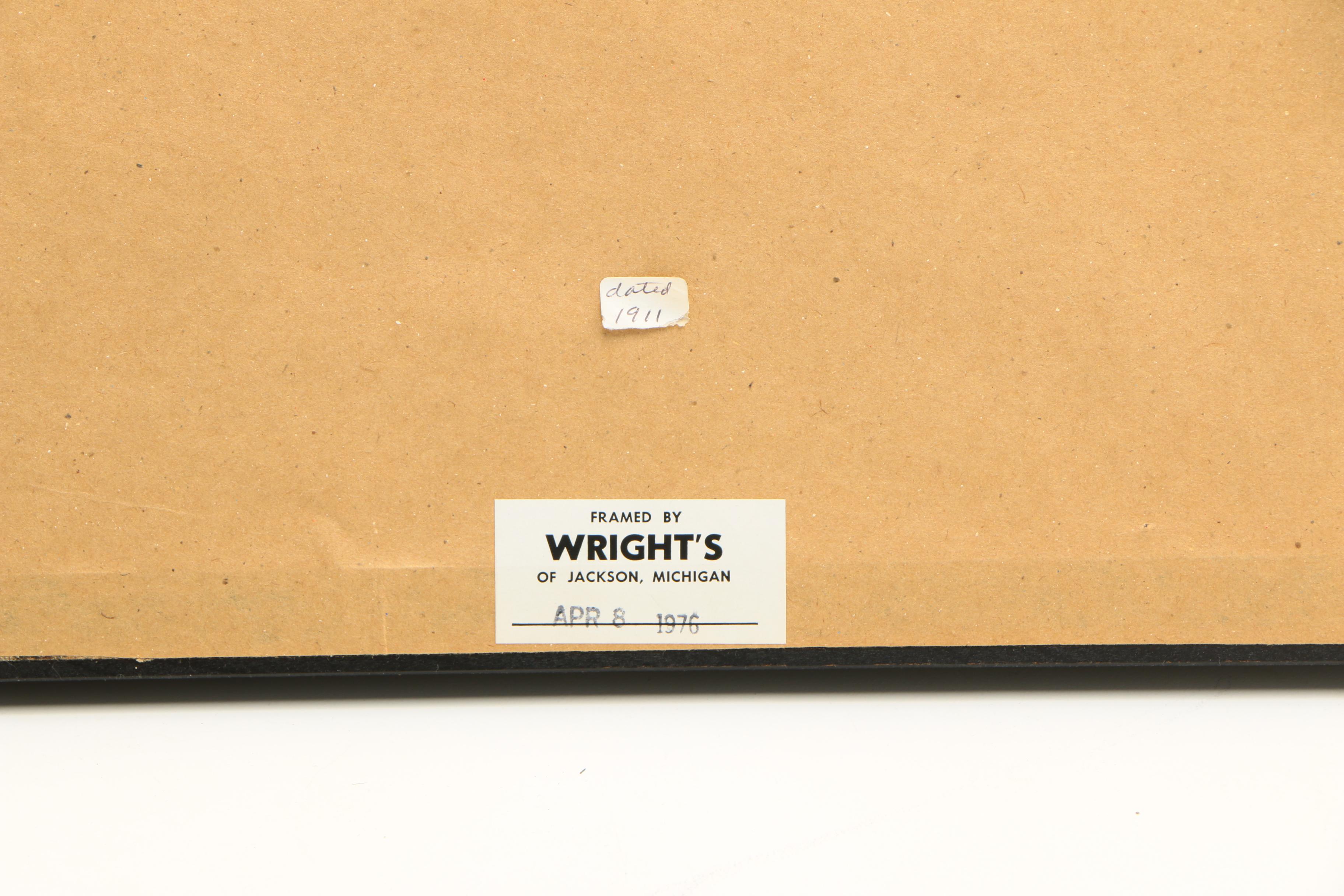 Framed Map of Leoni Township, Michigan, 1900s EBTH