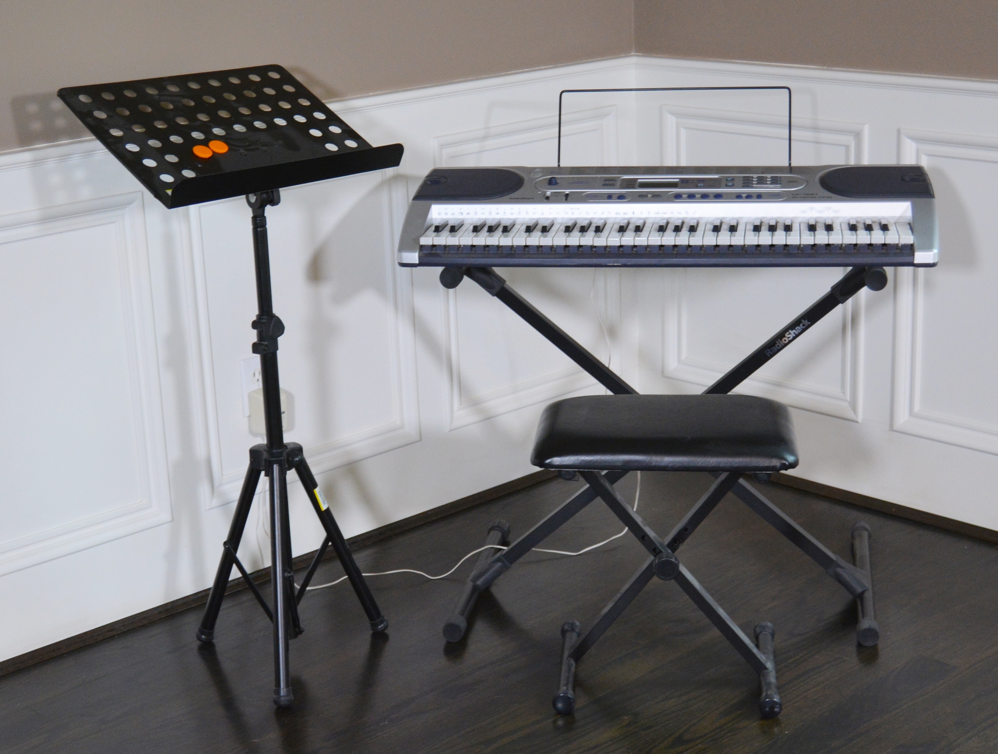 Radio Shack Keyboard LK 1261, Bench and Music Stand EBTH