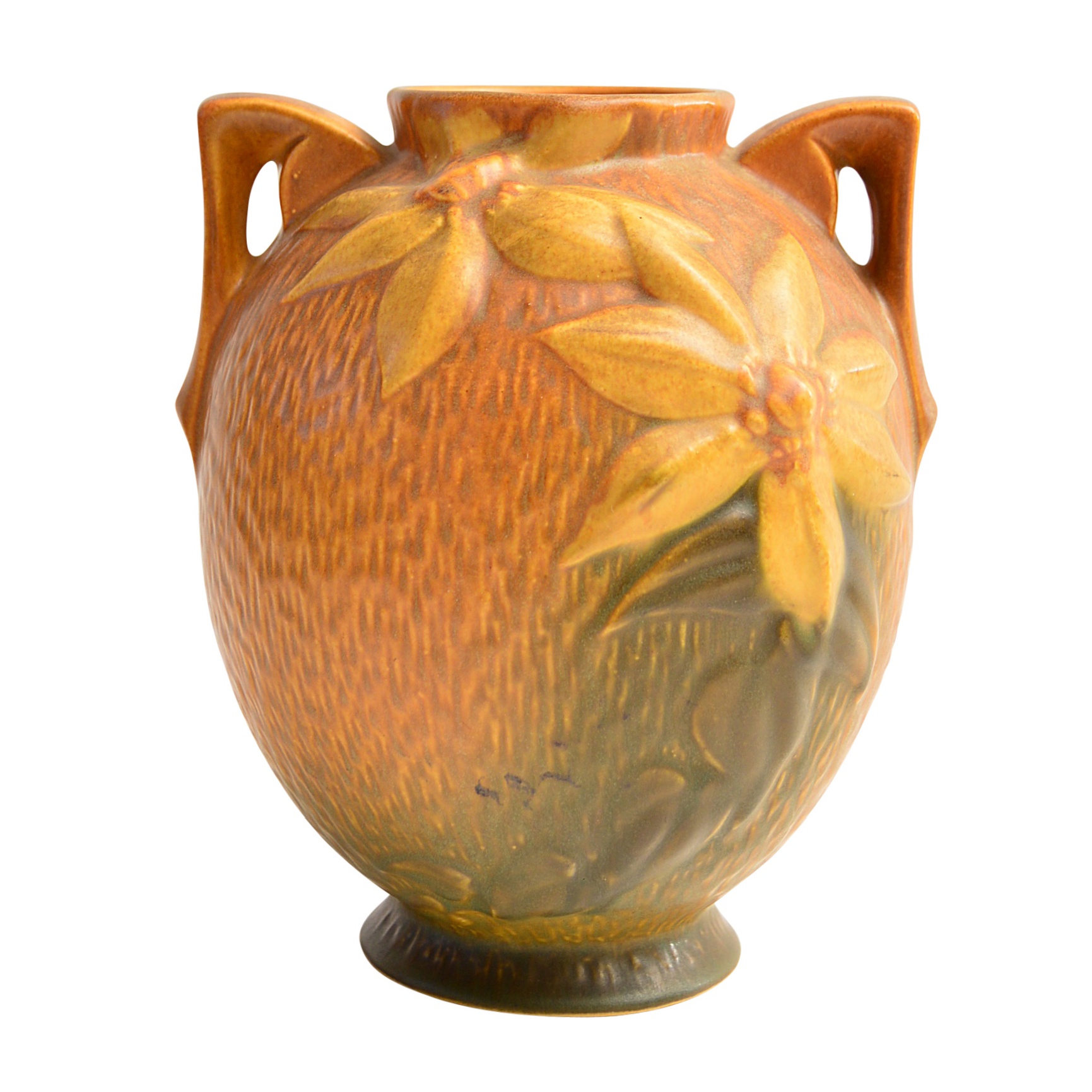 Roseville Clematis Autumn Brown Vase Circa 1944 Ebth