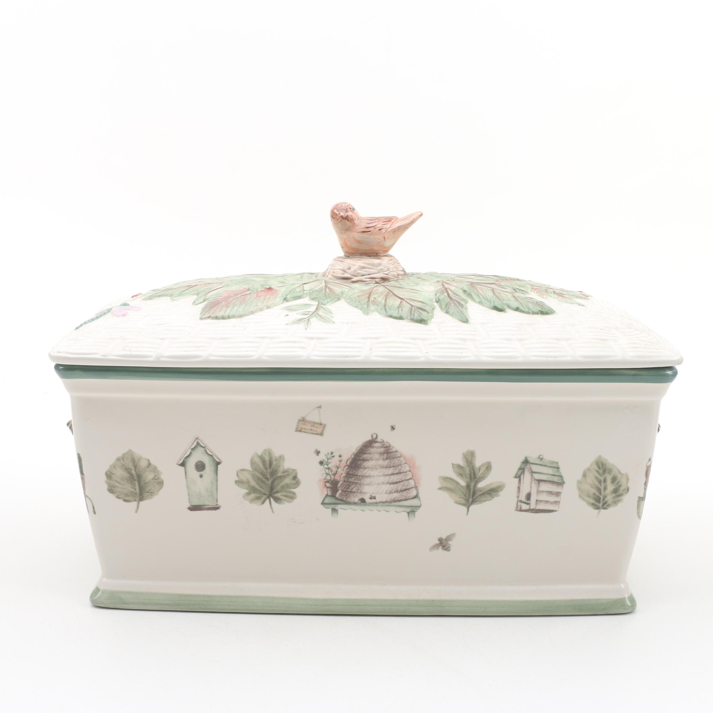 Potfolio by Pfaltzgraff "Naturewood" Ceramic Bread Box EBTH