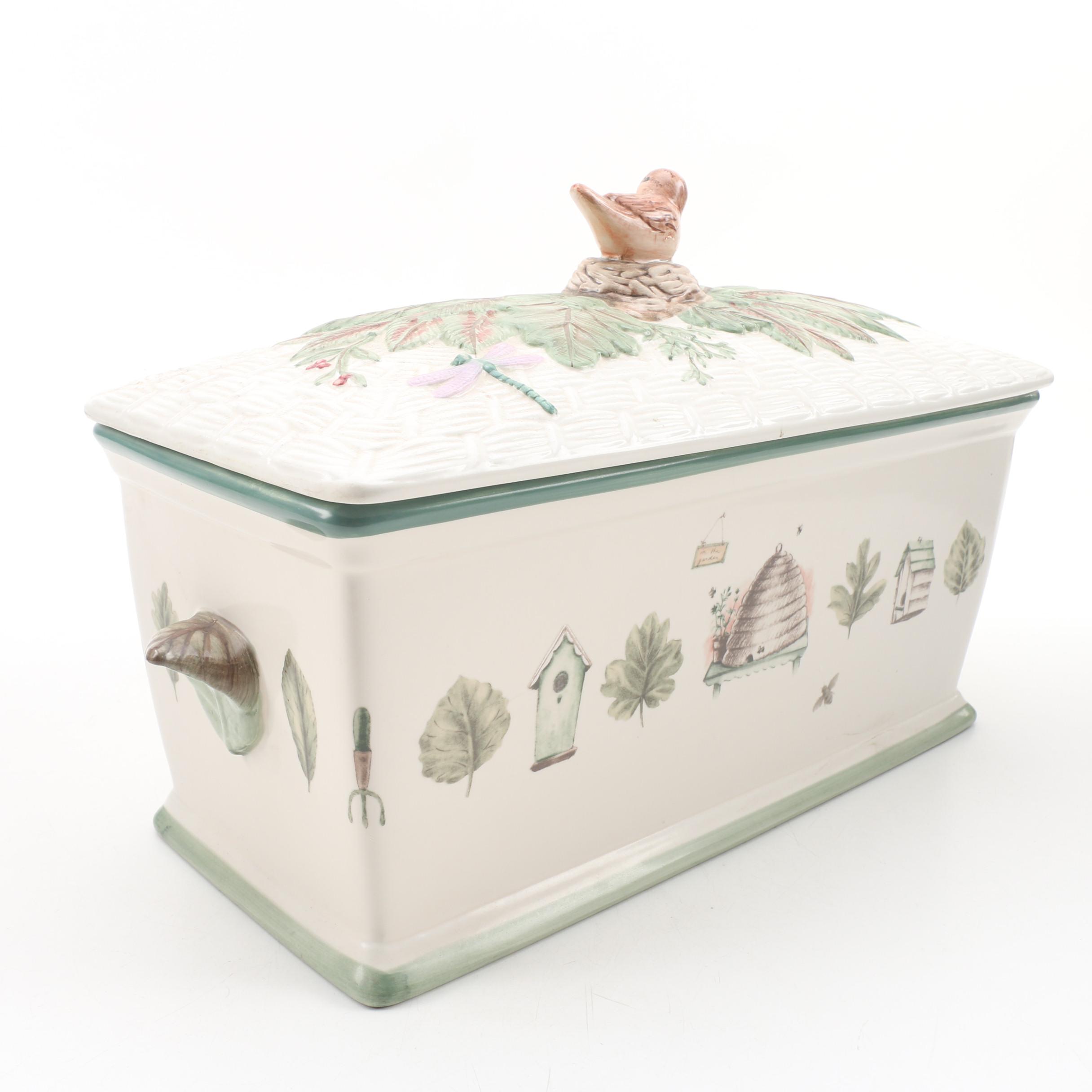Potfolio by Pfaltzgraff "Naturewood" Ceramic Bread Box EBTH