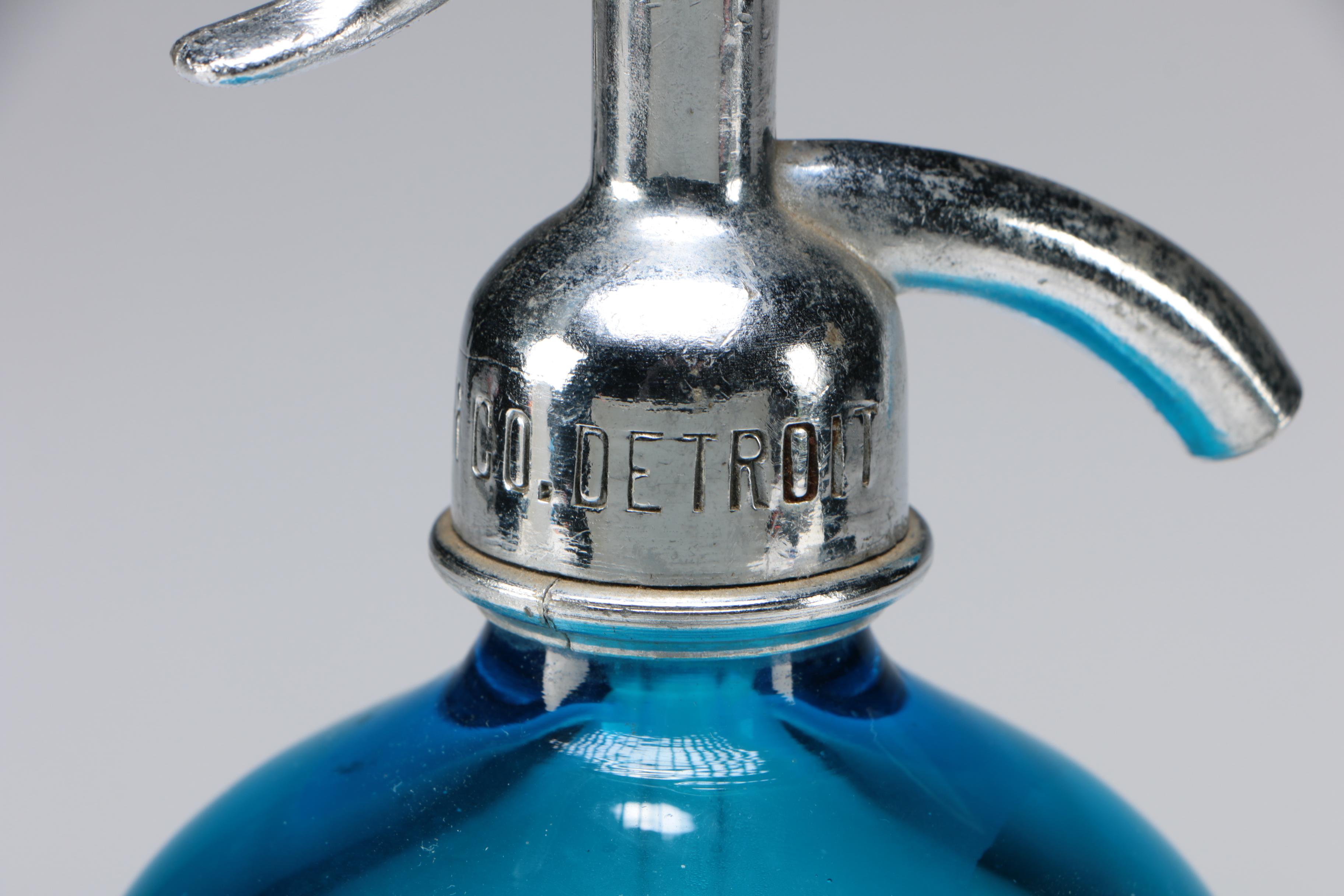 New York Seltzer Water Co. Blue Glass Seltzer Bottle, Early 20th